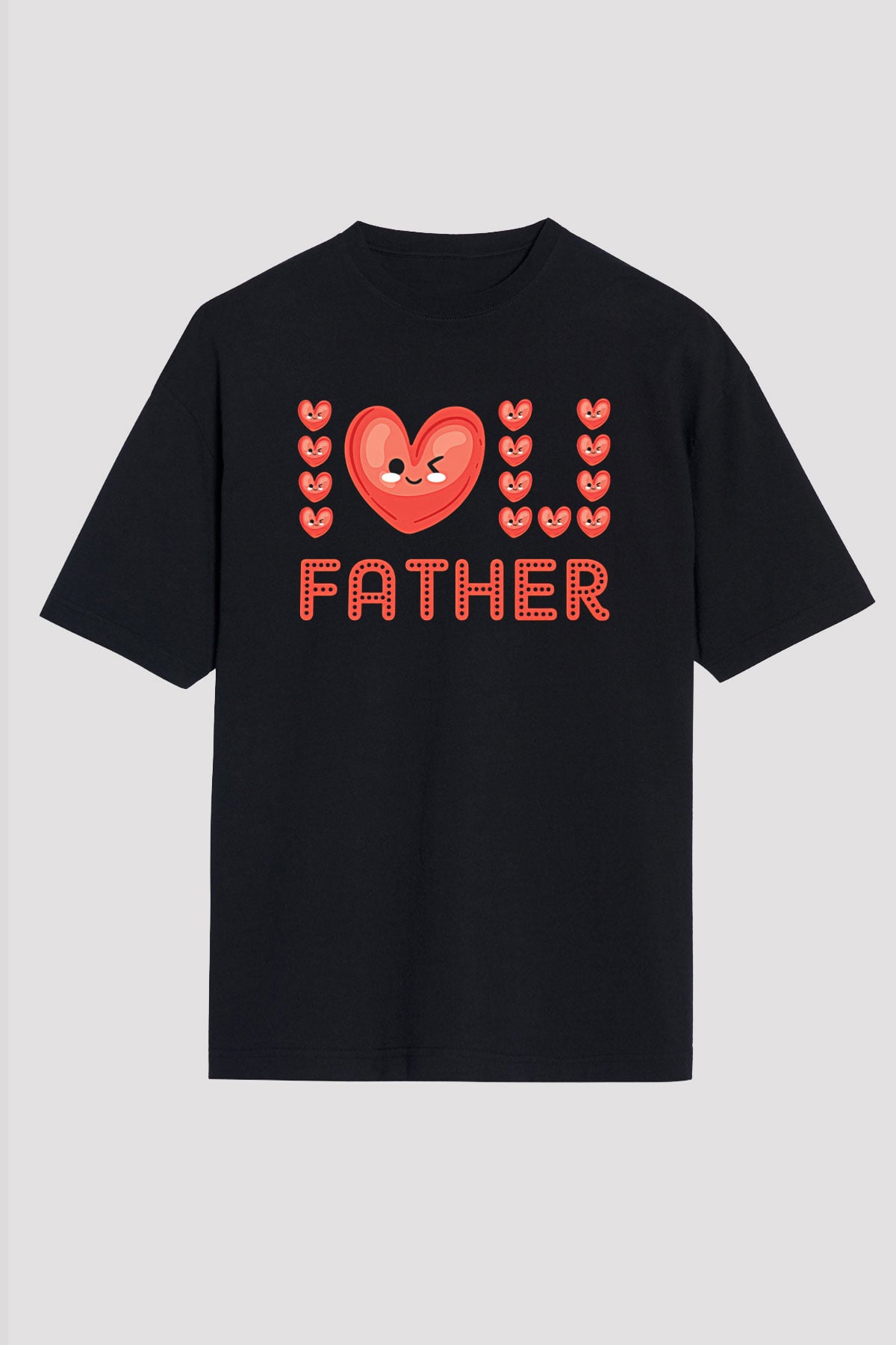 Babalar Günü Baskılı Unisex Siyah Oversize Tişört - Tshirt