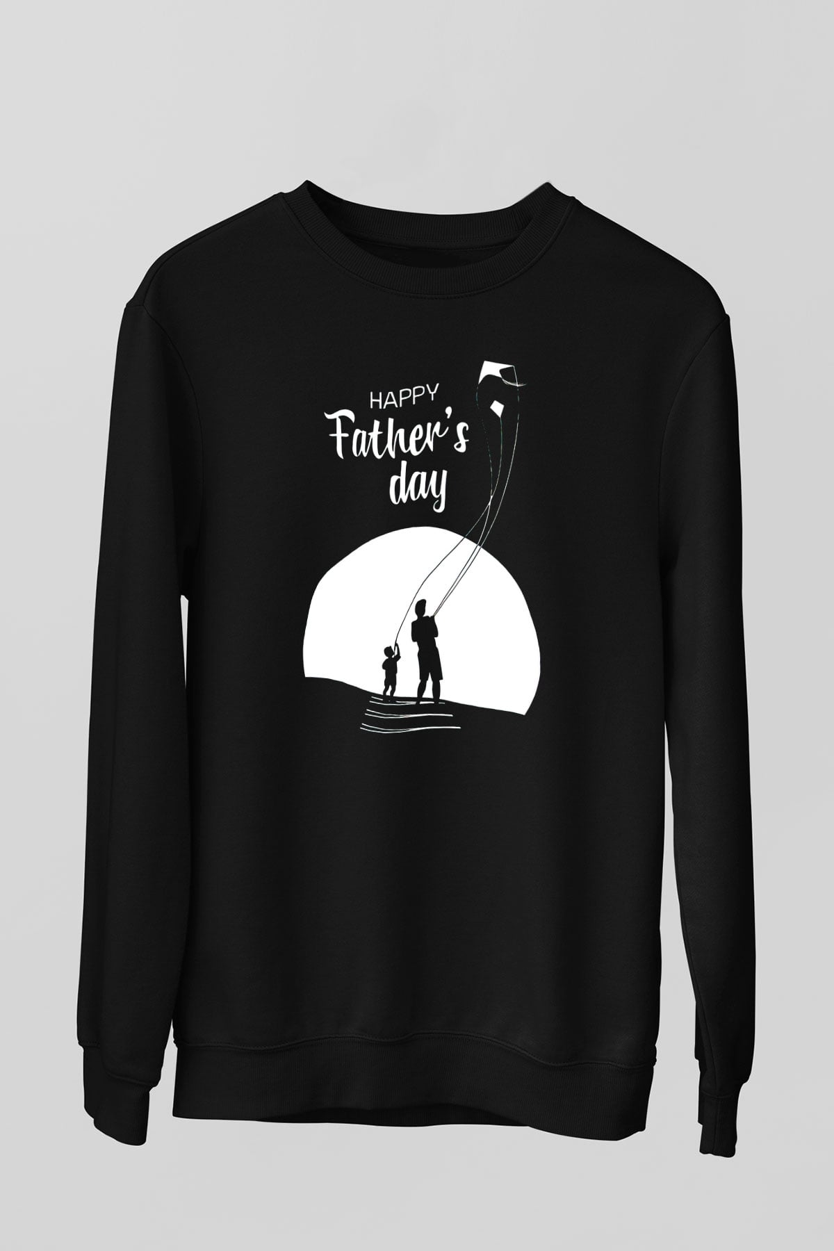 Babalar Günü Baskılı Unisex Siyah Sweatshirt