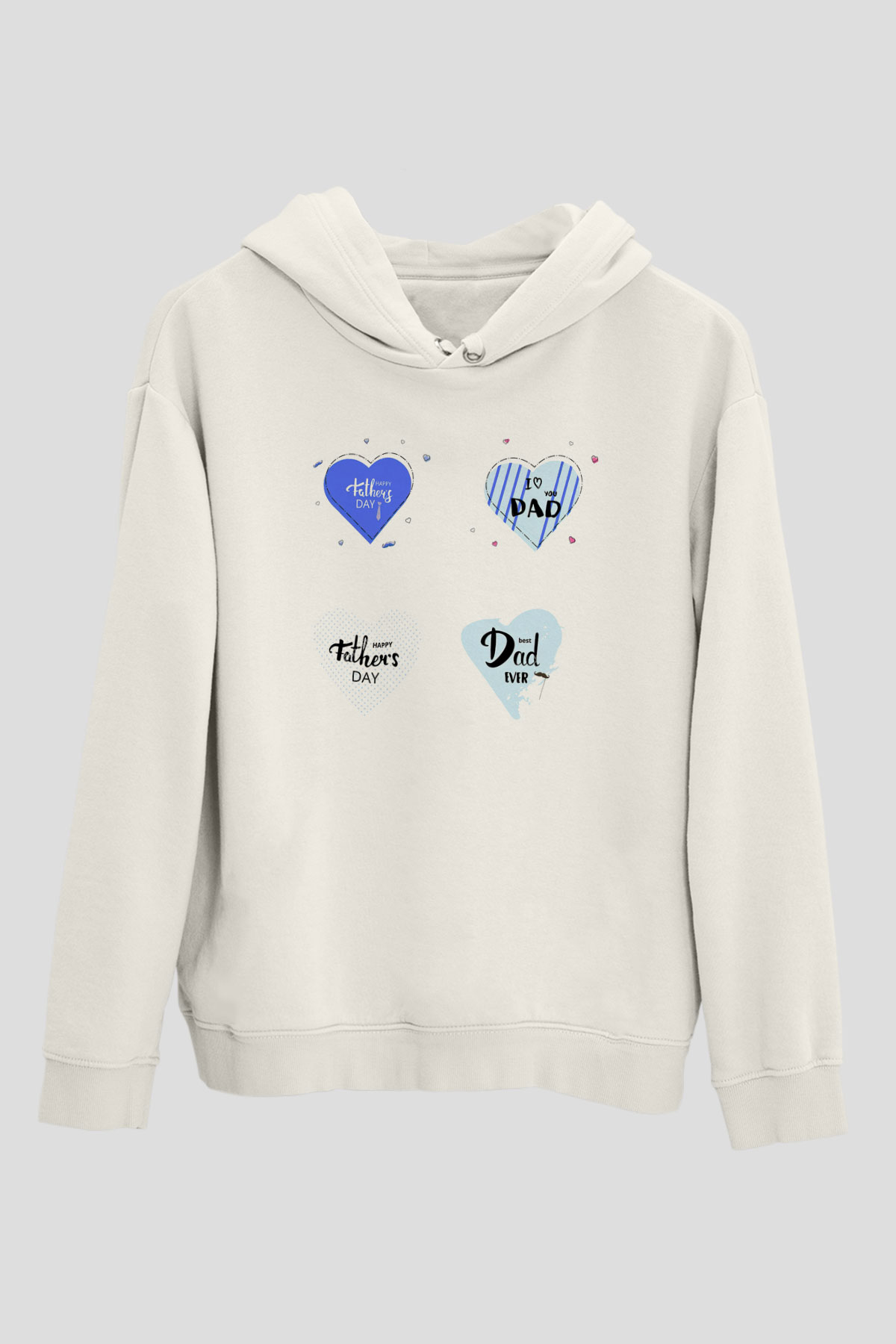 Babalar Günü Beyaz Unisex Kapşonlu Sweatshirt