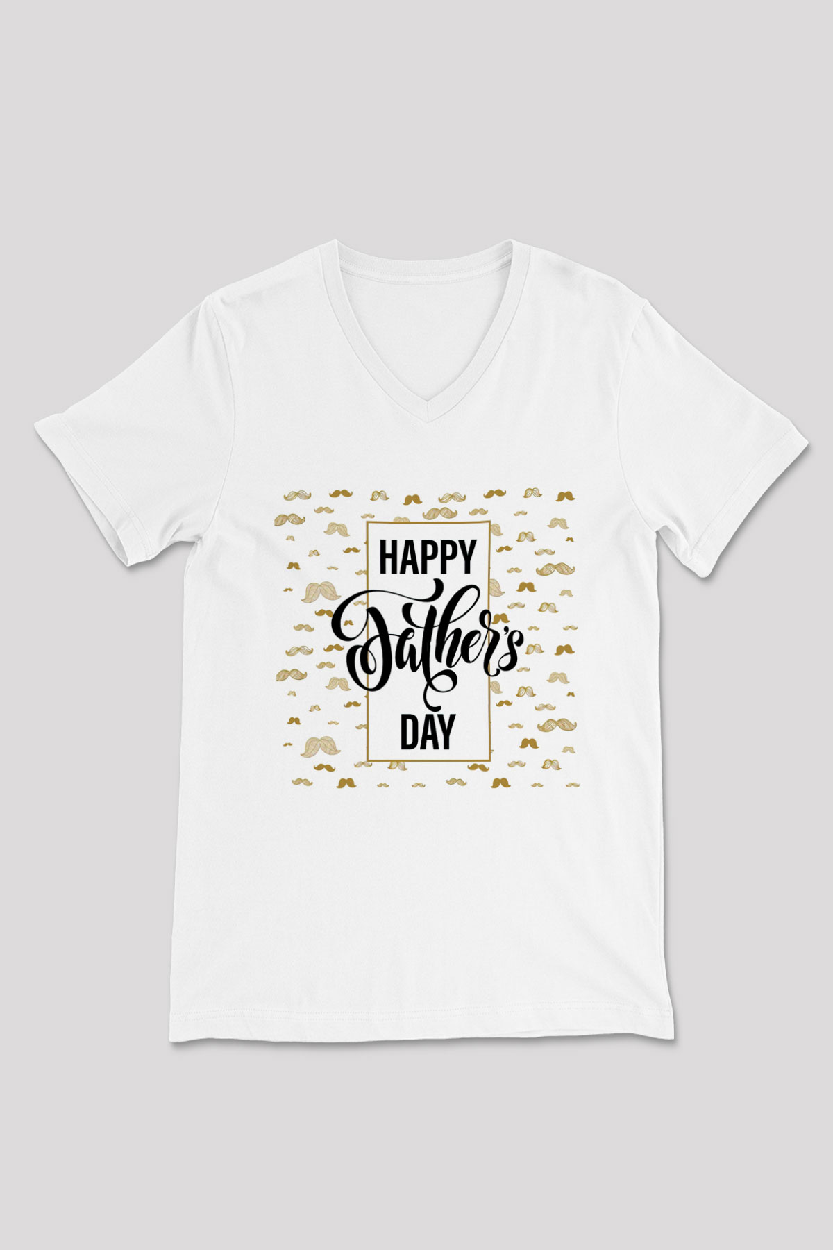 Babalar Günü Beyaz Unisex V Yaka Tişört T-Shirt