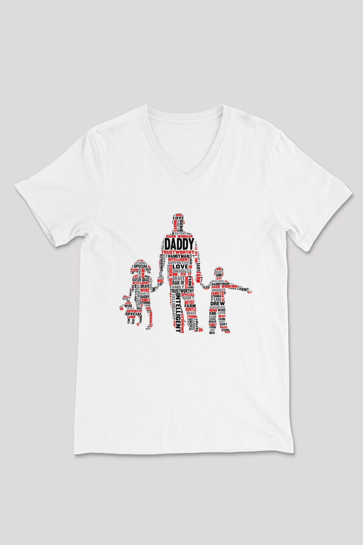 Babalar Günü Beyaz Unisex V Yaka Tişört T-Shirt