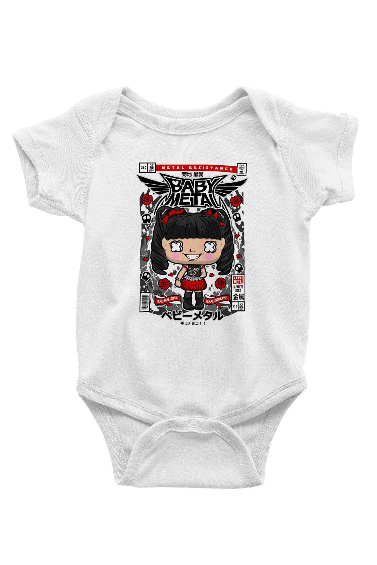 Baby Metal Baskılı Unisex Beyaz Bebek Body - Zıbın