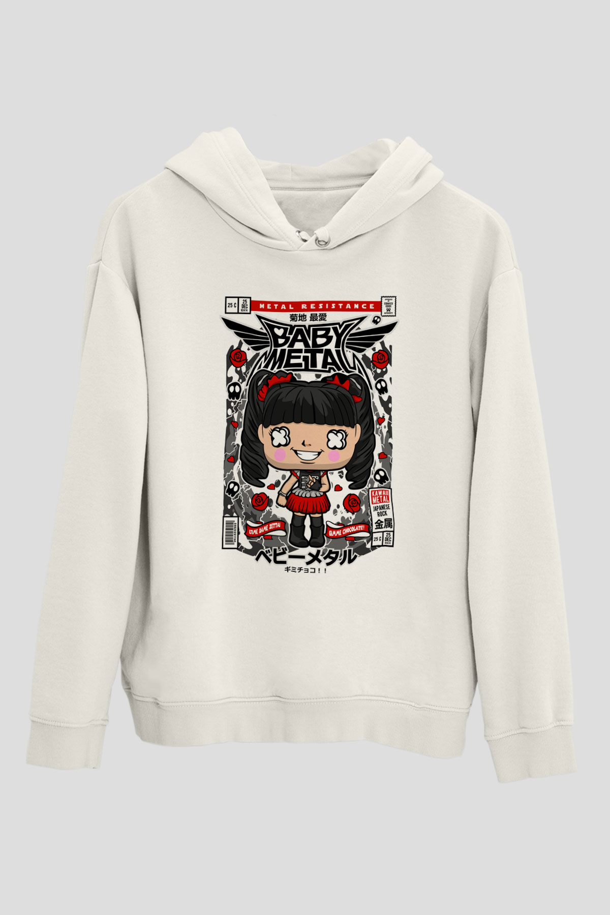 Baby Metal Baskılı Unisex Beyaz Hoodie