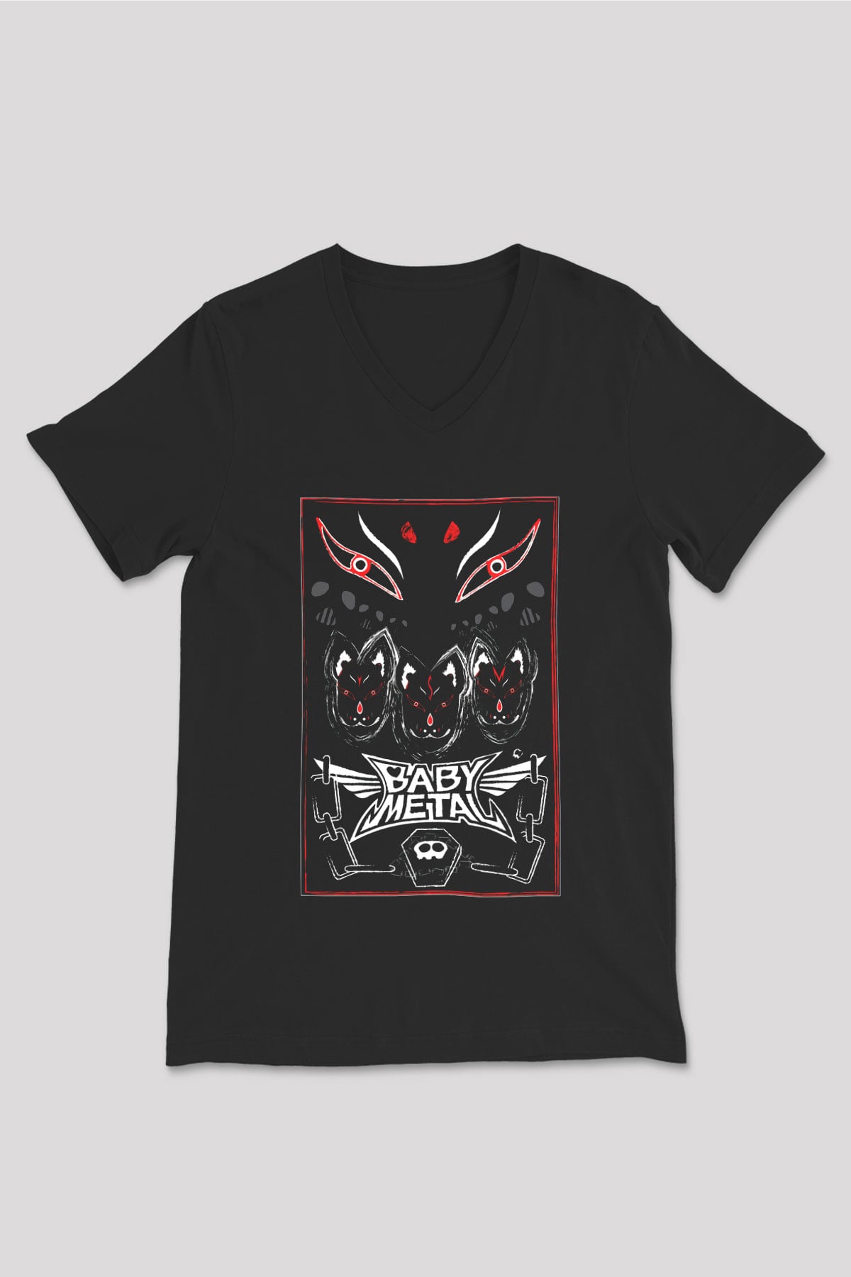 Babymetal Siyah Unisex V Yaka Tişört T-Shirt
