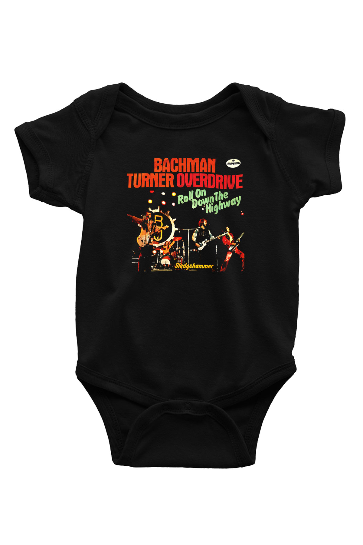 Bachman-Turner Overdrive Baskılı Siyah Bebek Body - Zıbın