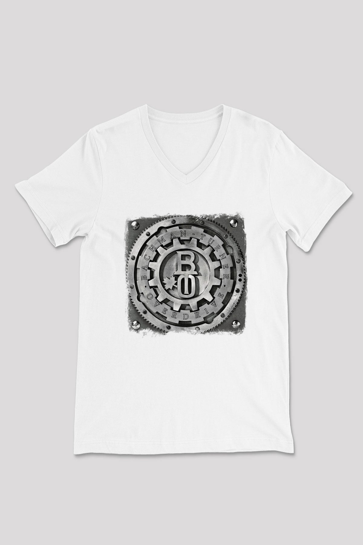 Bachman–Turner Overdrive Baskılı Unisex Beyaz V Yaka Tişört