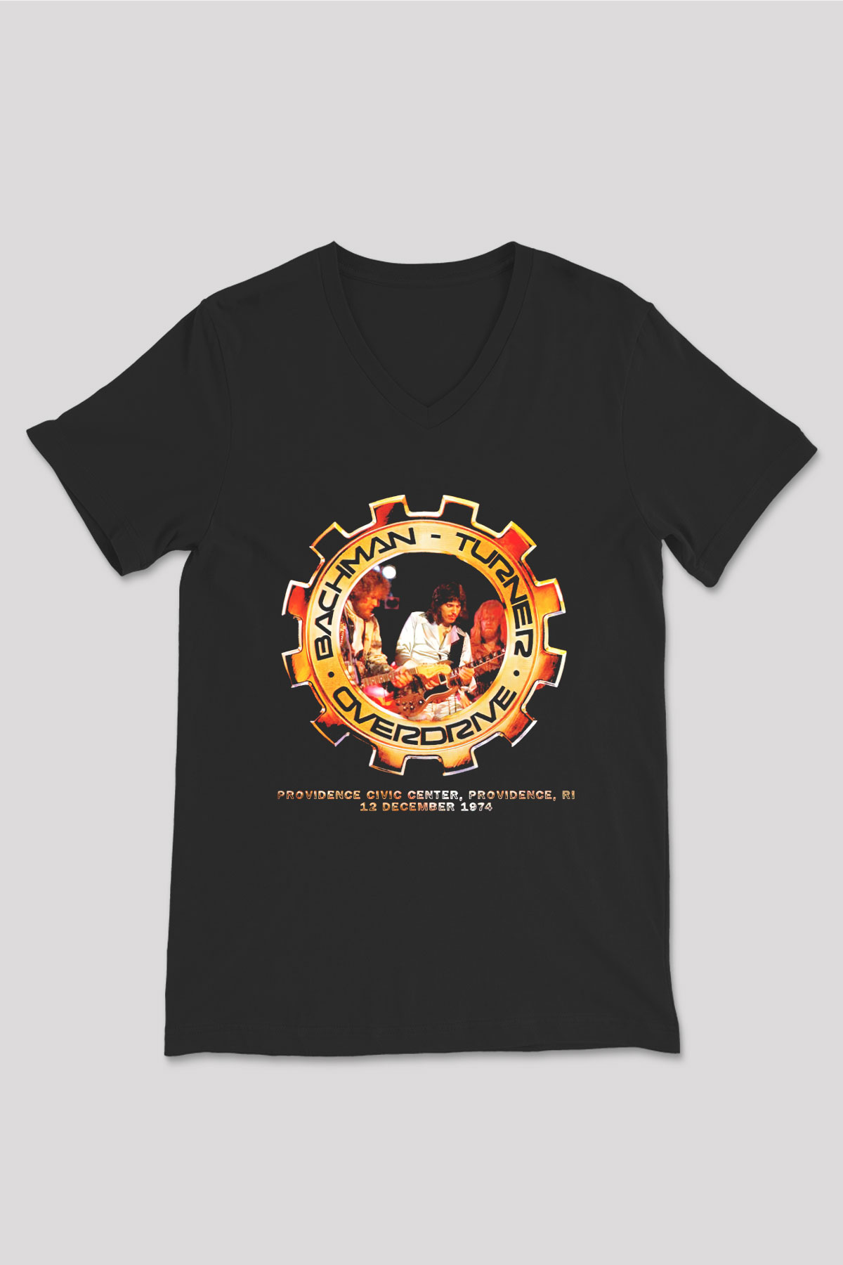 Bachman-Turner Overdrive Siyah Unisex V Yaka Tişört T-Shirt