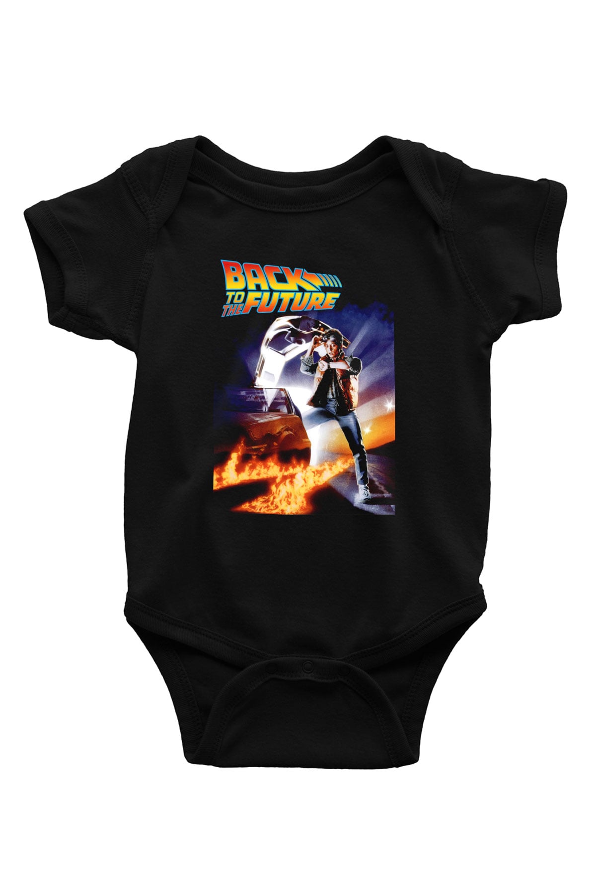 Back to the Future Geleceğe Dönüş Baskılı Siyah Bebek Body - Zıbın
