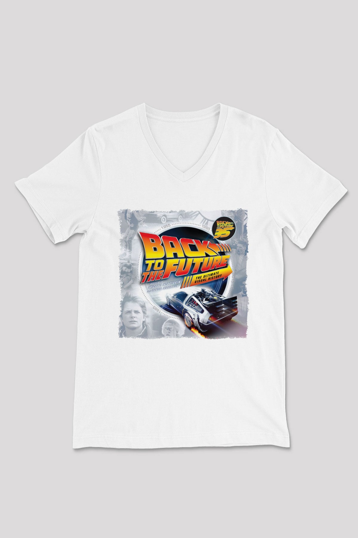 Back to the Future Geleceğe Dönüş Beyaz Unisex V Yaka Tişört
