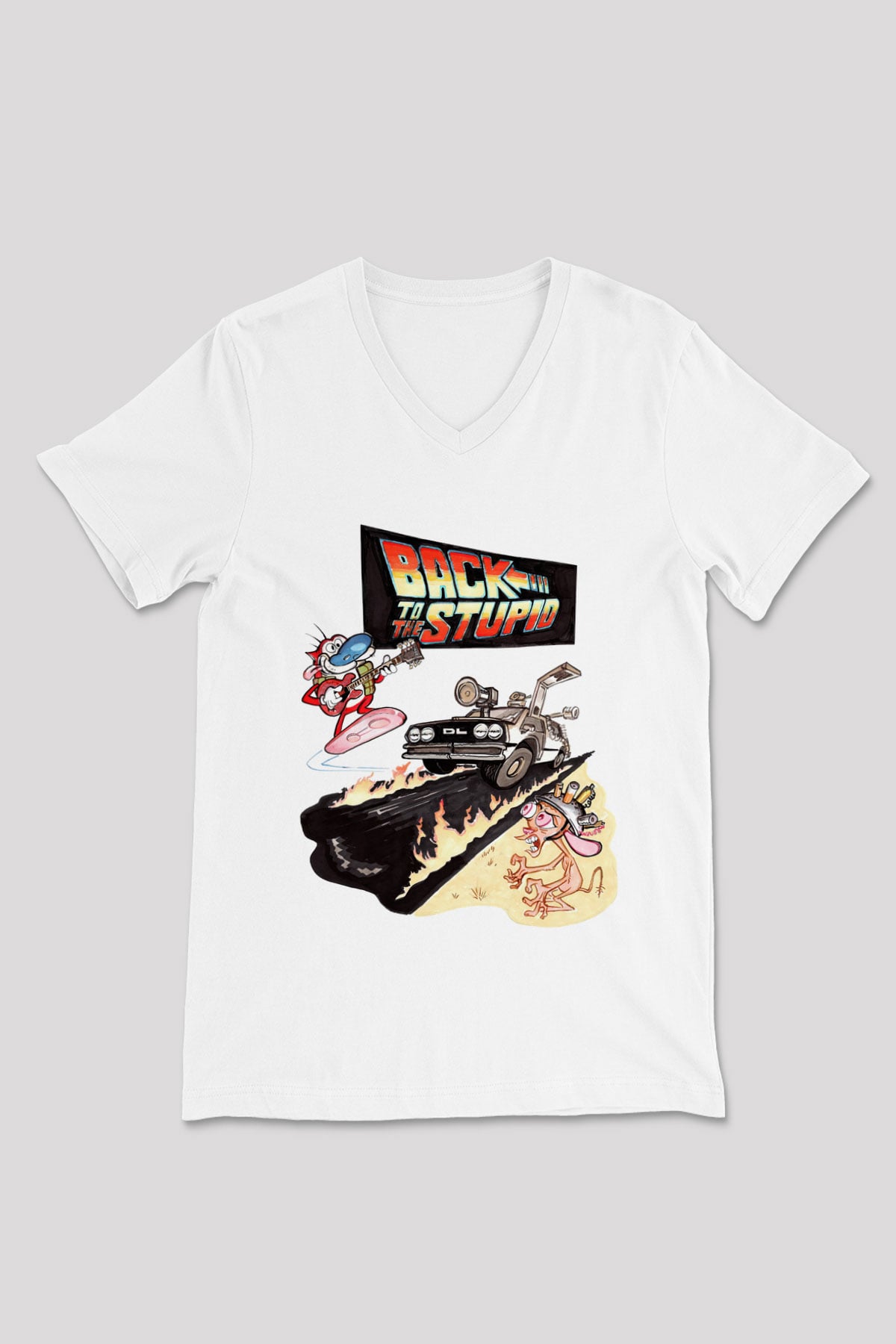 Back to the future Geleceğe Dönüş Beyaz Unisex V Yaka Tişört