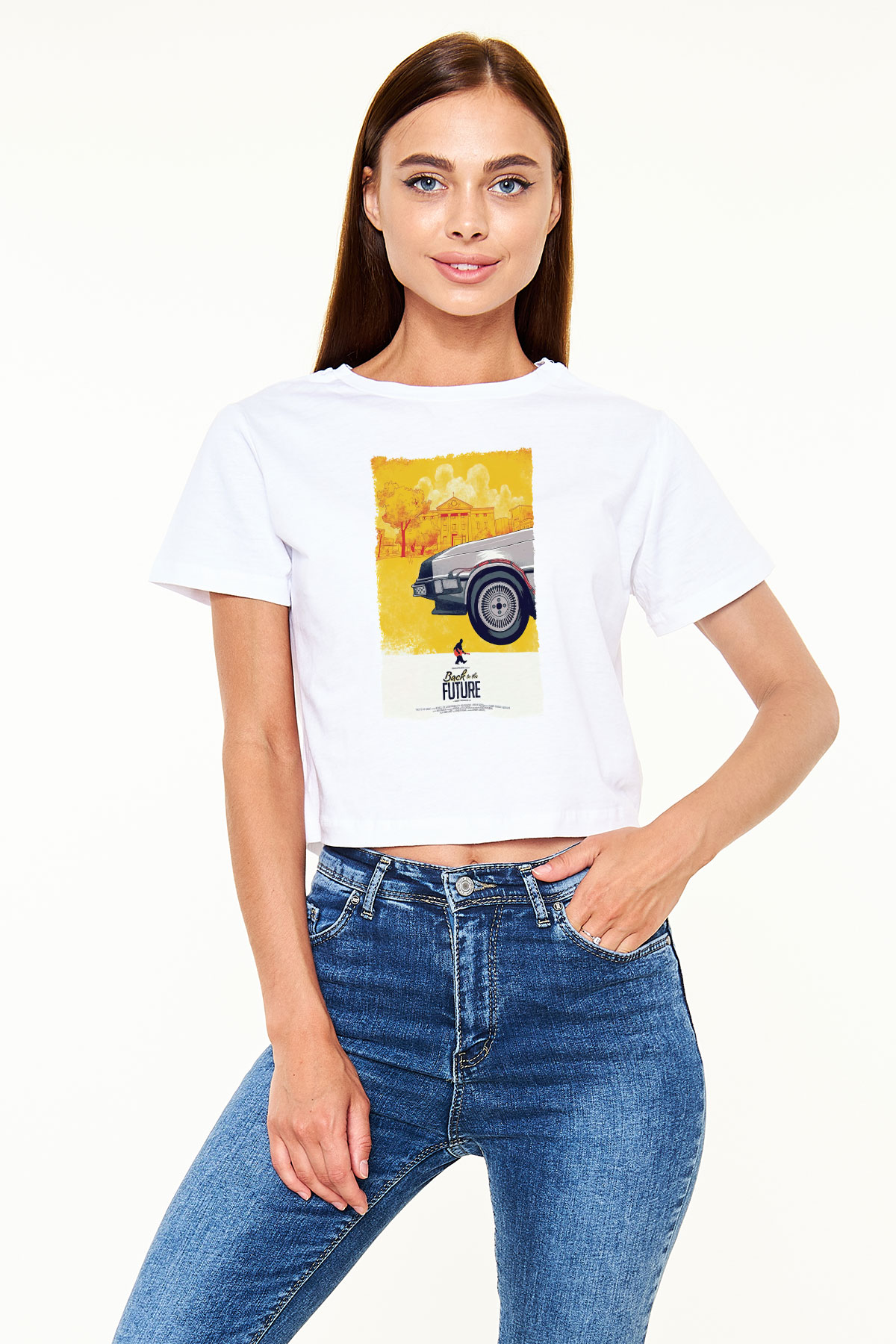 Back to the Future Geleceğe Dönüş Beyaz  Crop Top Tişört