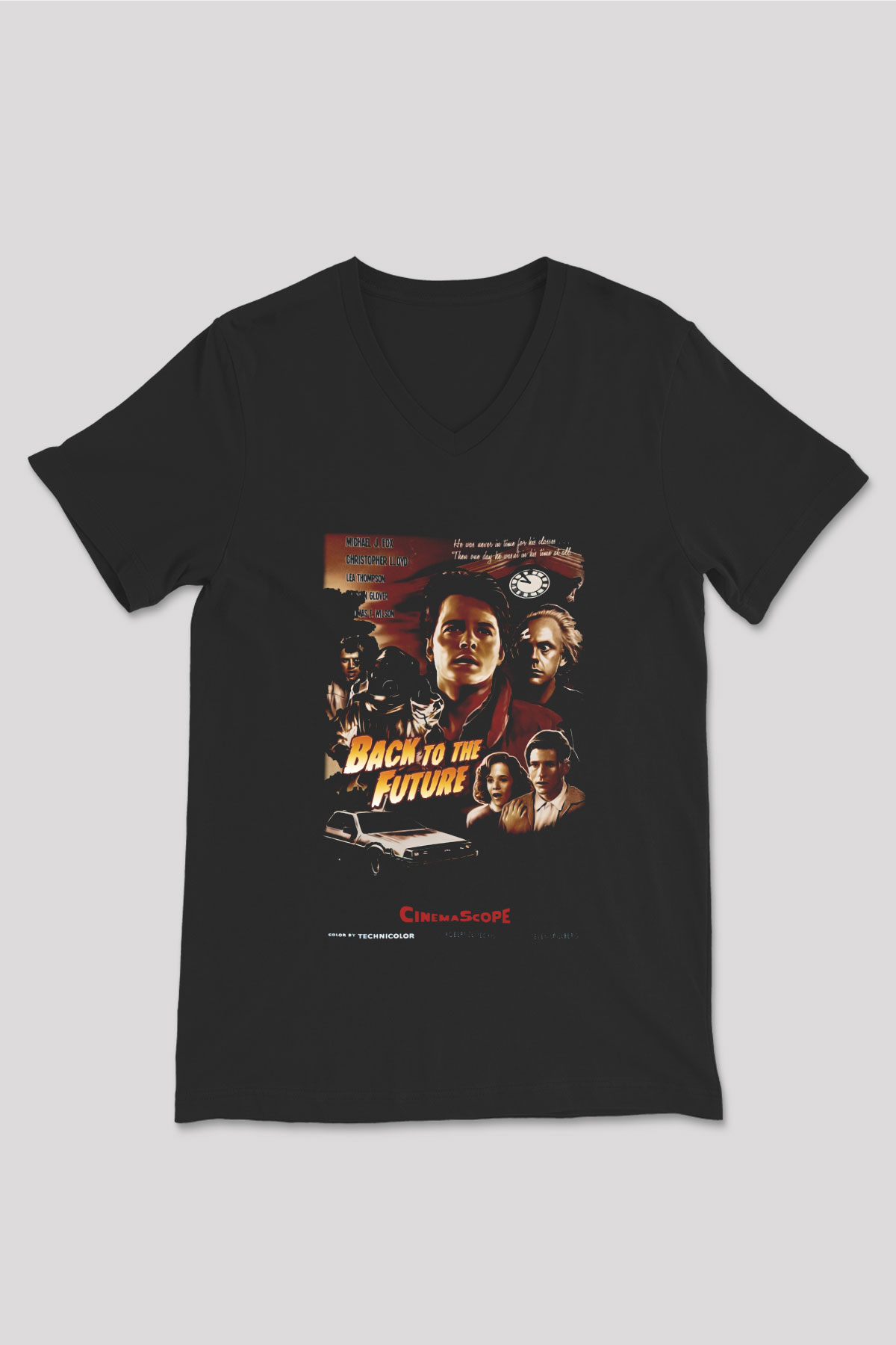 Back to the future Geleceğe Dönüş Siyah Unisex V Yaka Tişört