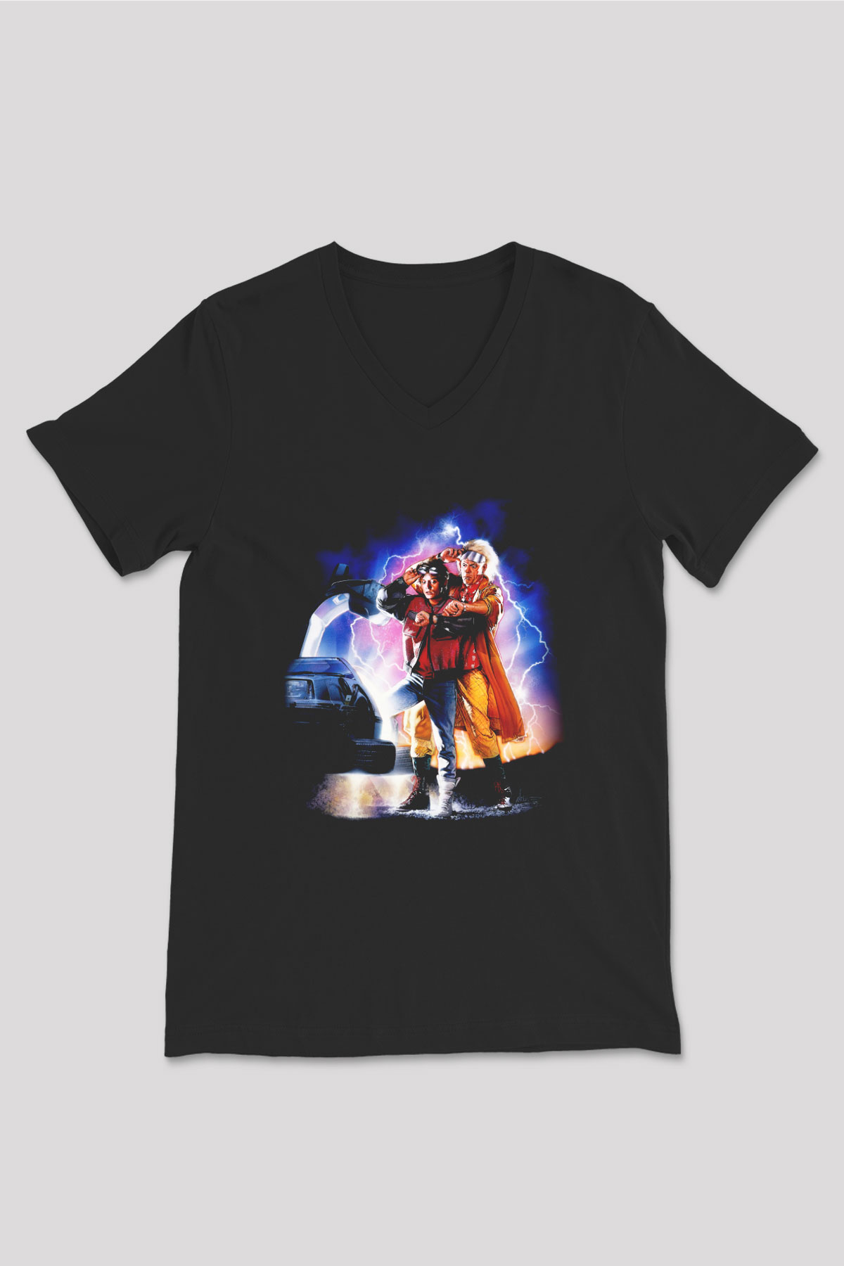 Back to the future Geleceğe Dönüş Siyah Unisex V Yaka Tişört