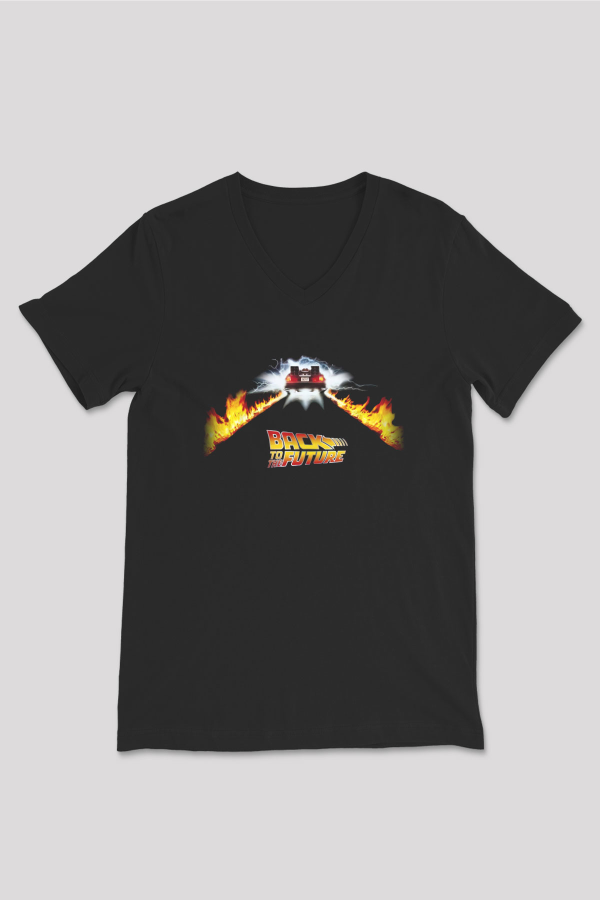 Back to the Future Geleceğe Dönüş Siyah Unisex V Yaka Tişört T-Shirt