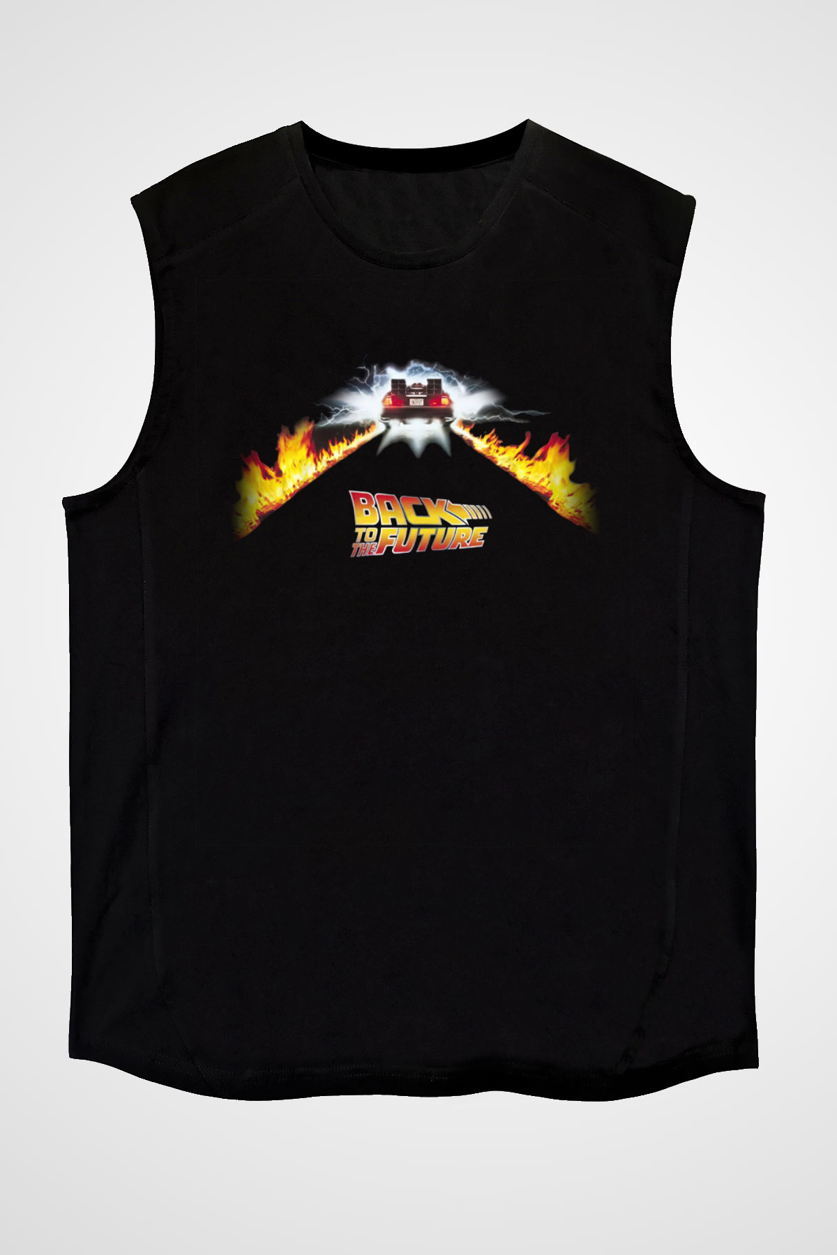 Back to the Future Geleceğe Dönüş Siyah Unisex Kolsuz Tişört