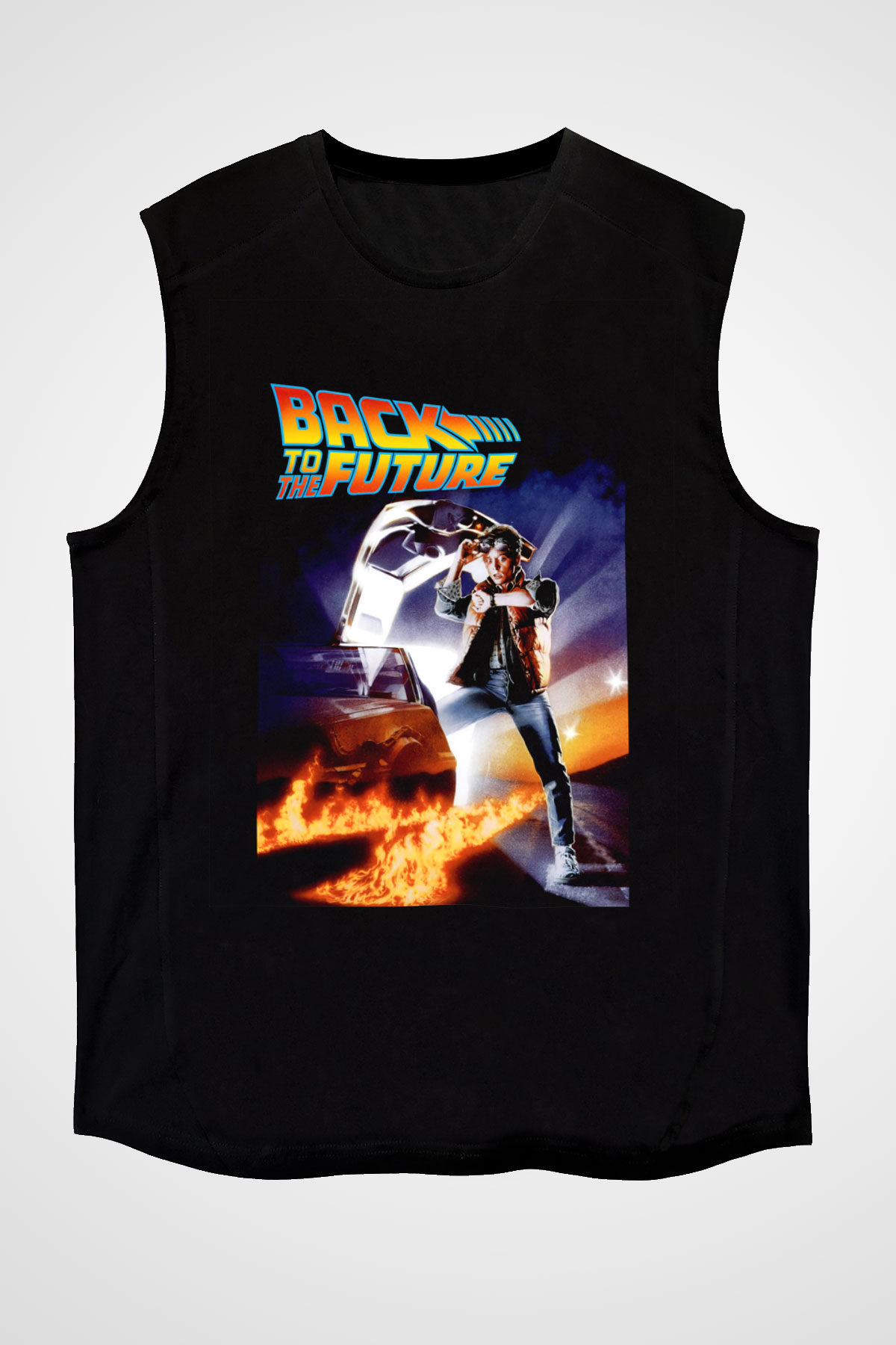 Back to the Future Geleceğe Dönüş Siyah Unisex Kolsuz Tişört