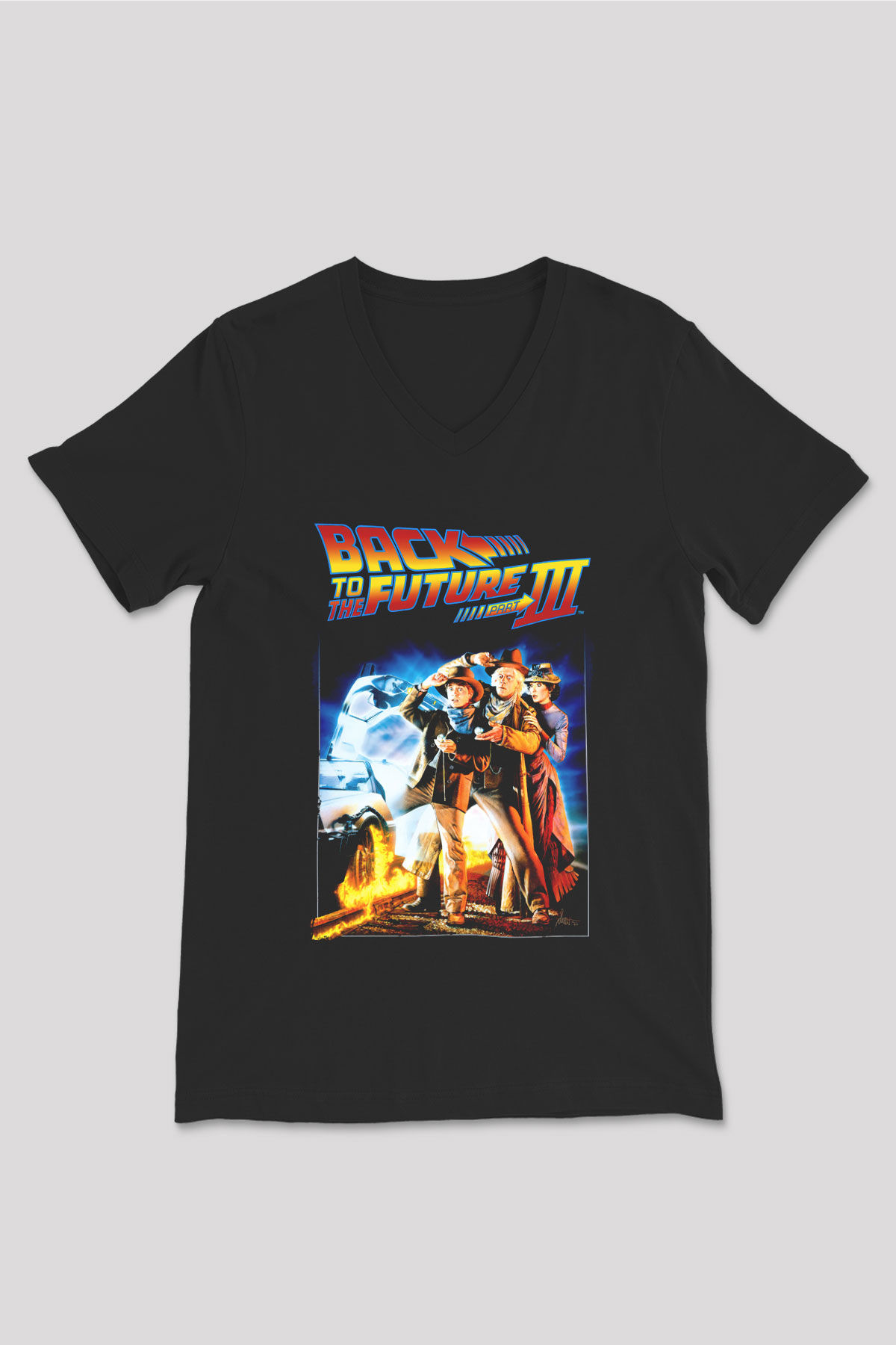 Back to the Future Geleceğe Dönüş Siyah Unisex V Yaka Tişört