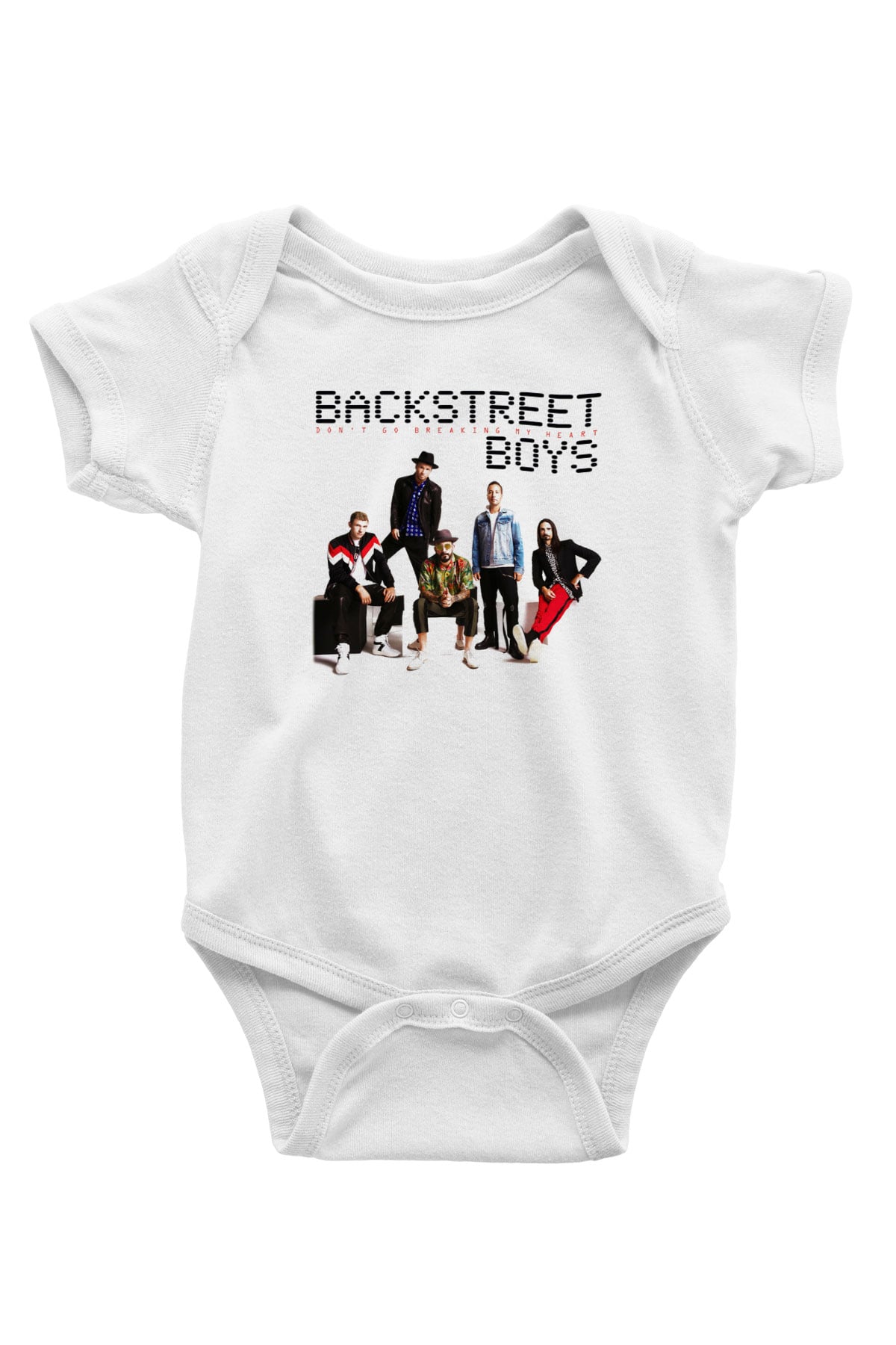 Backstreet Boys Baskılı Beyaz Unisex Bebek Body - Zıbın