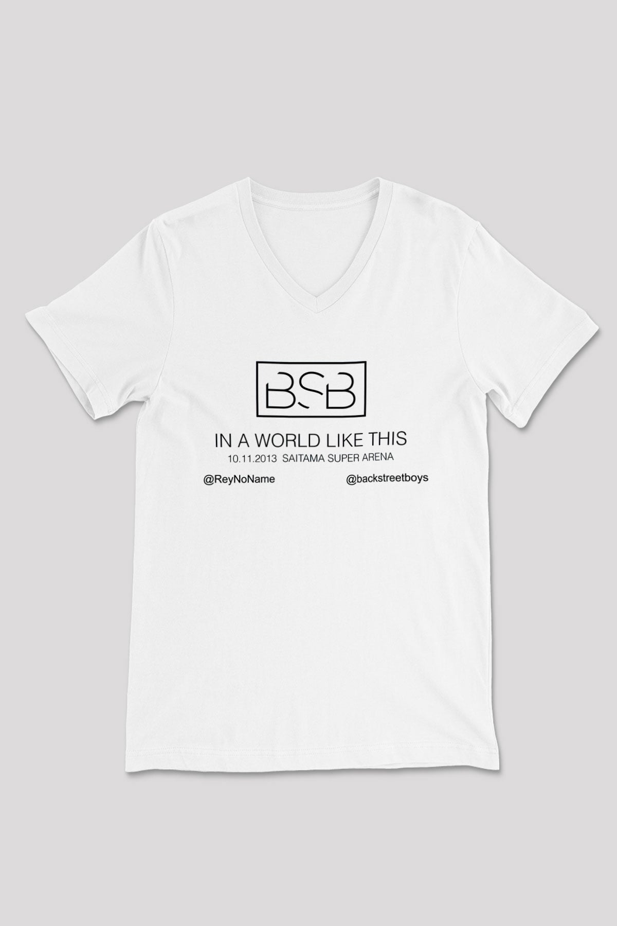 Backstreet Boys Beyaz Unisex V Yaka Tişört T-Shirt