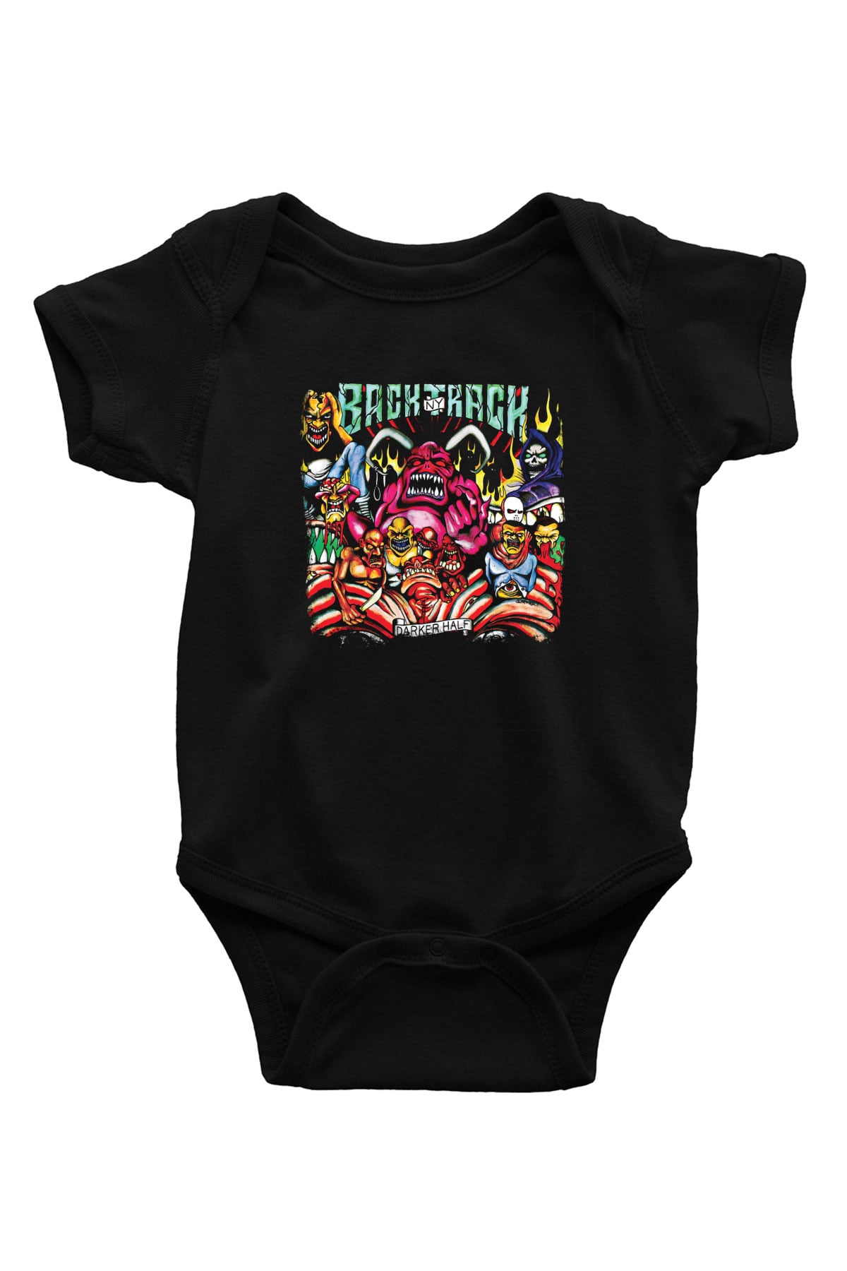 Backtrack Baskılı Unisex Siyah Bebek Body - Zıbın