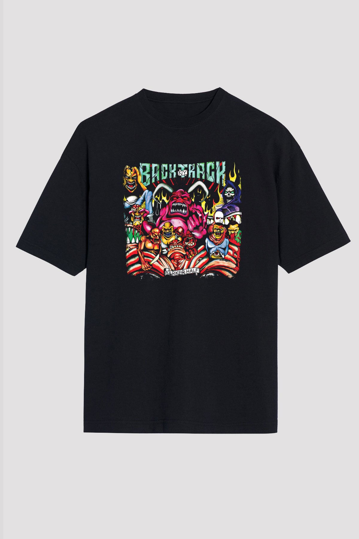 Backtrack Baskılı Unisex Siyah Oversize Tişört