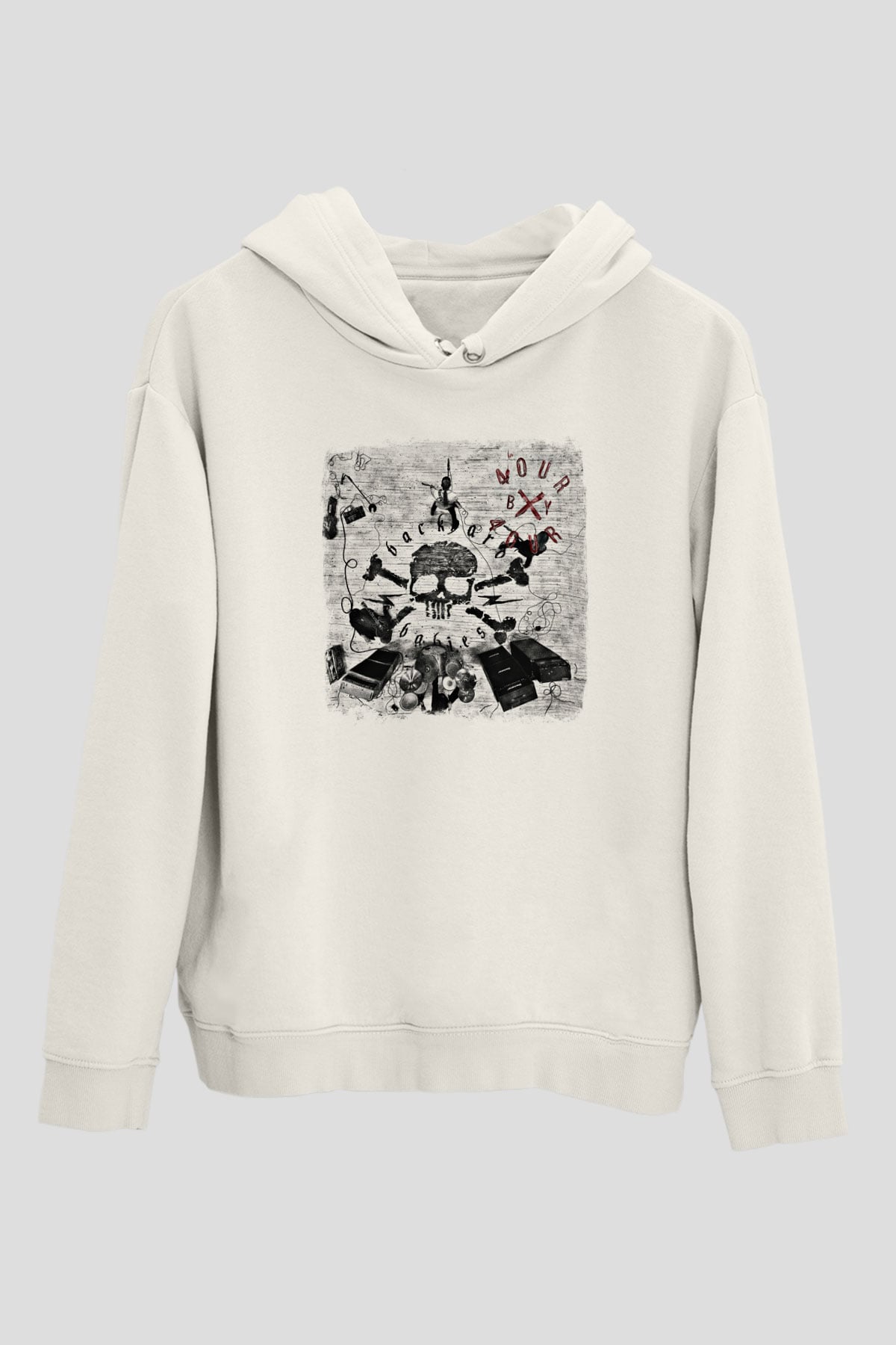 Backyard Babies Baskılı Unisex Beyaz Hoodie