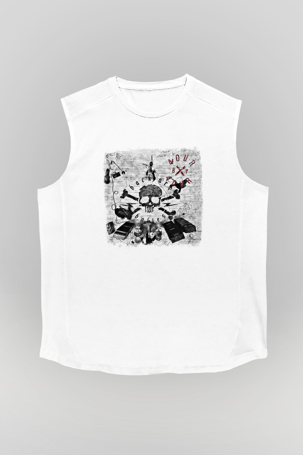 Backyard Babies Baskılı Unisex Beyaz Kolsuz Tişört