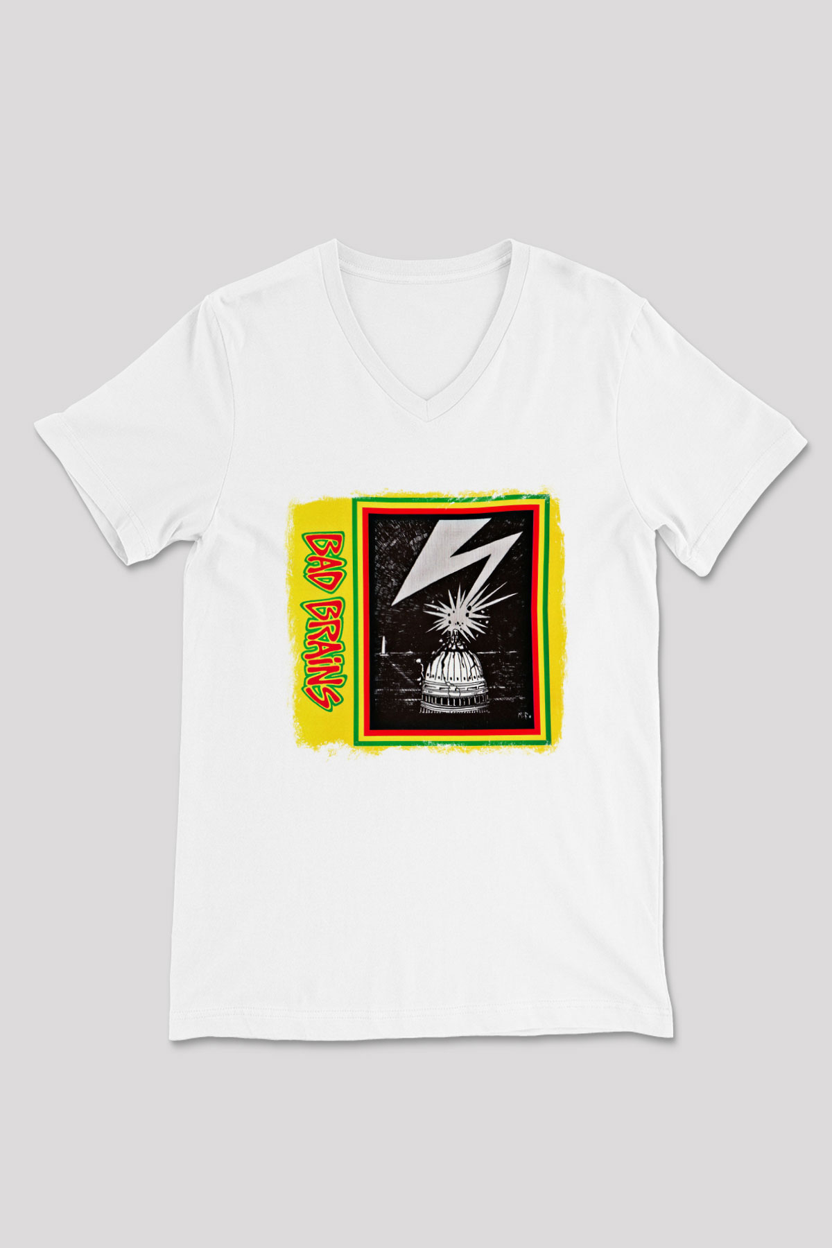 Bad Brains Baskılı Unisex Beyaz V Yaka Tişört