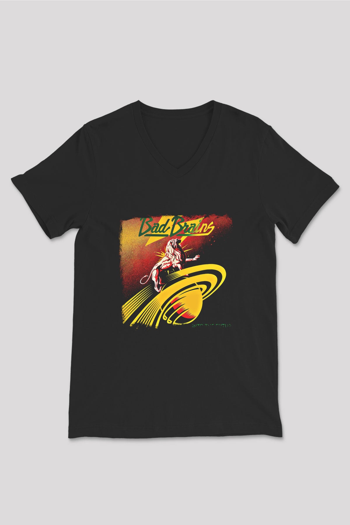 Bad Brains Baskılı Unisex Siyah V Yaka Tişört