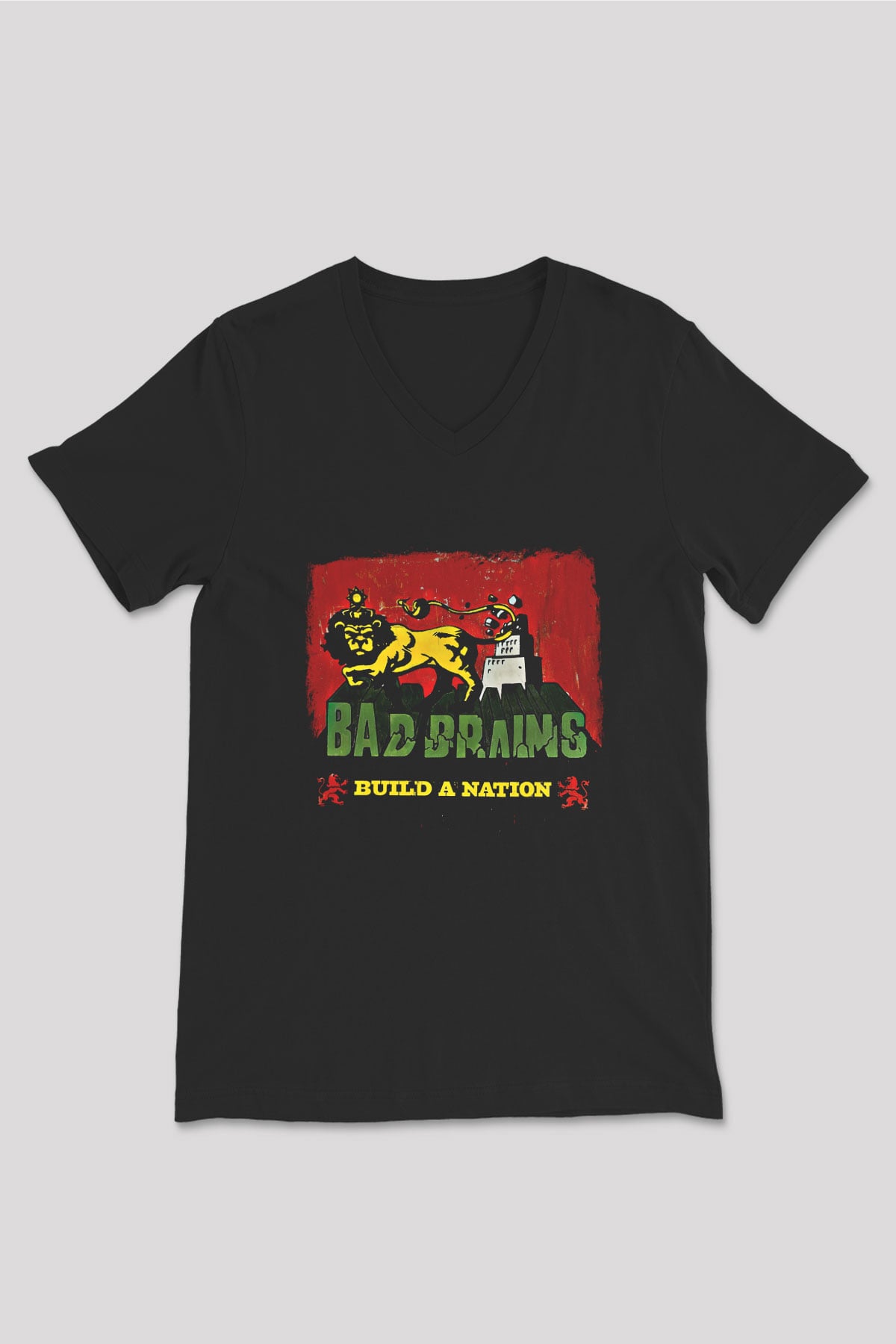 Bad Brains Baskılı Unisex Siyah V Yaka Tişört