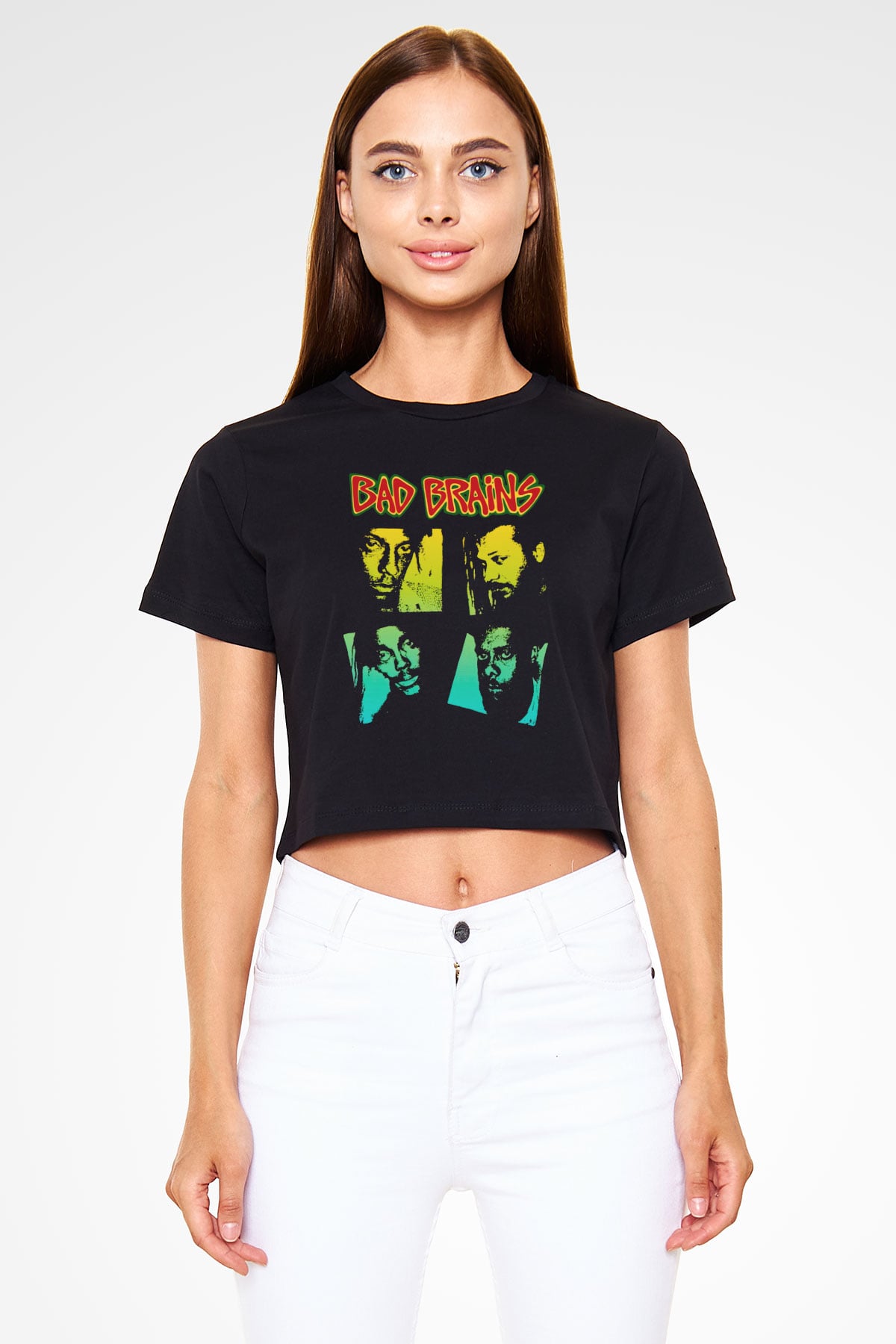 Bad Brains Siyah  Crop Top Tişört