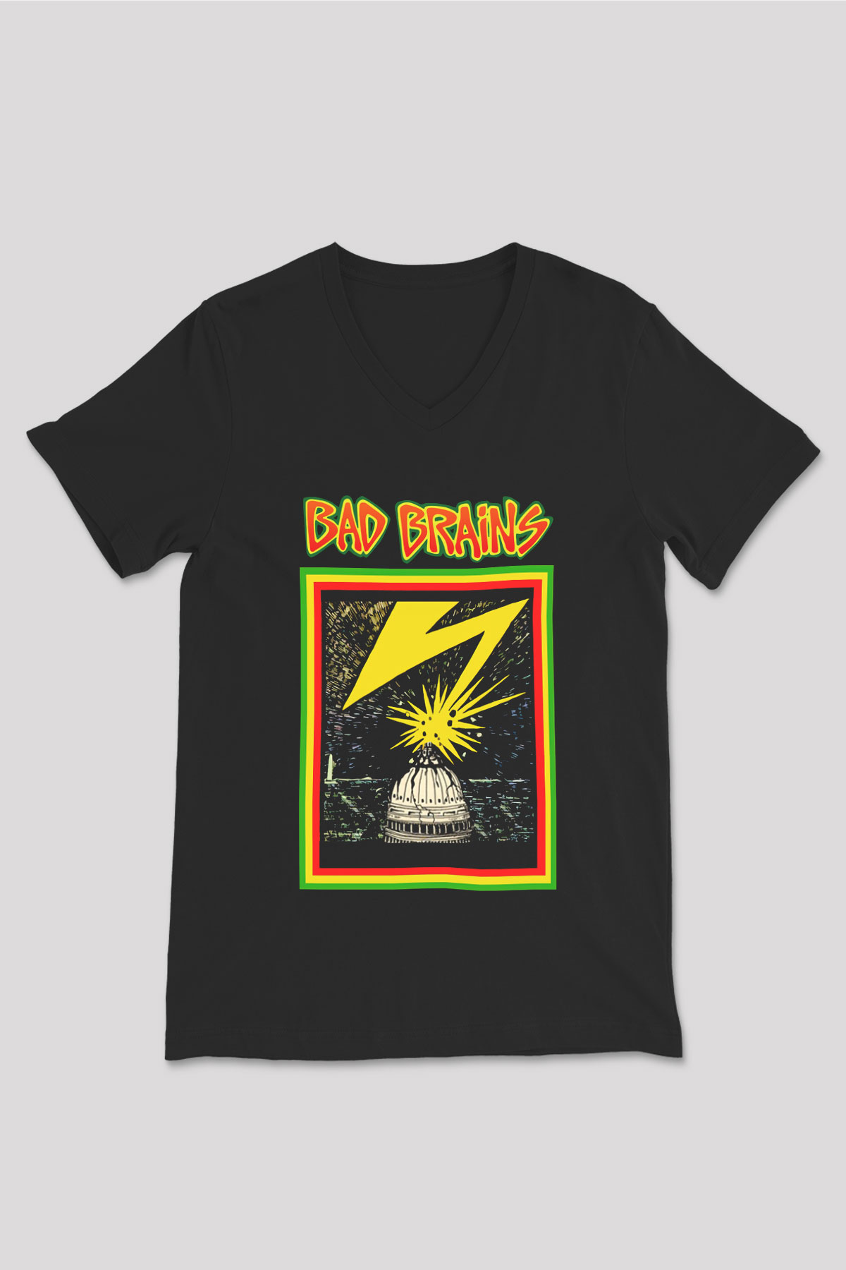 Bad Brains Siyah Unisex V Yaka Tişört T-Shirt