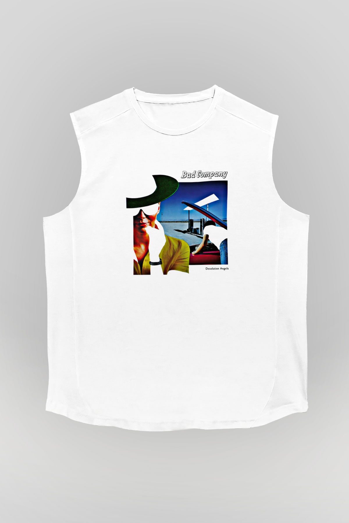 Bad Company Baskılı Unisex Beyaz Kolsuz Tişört