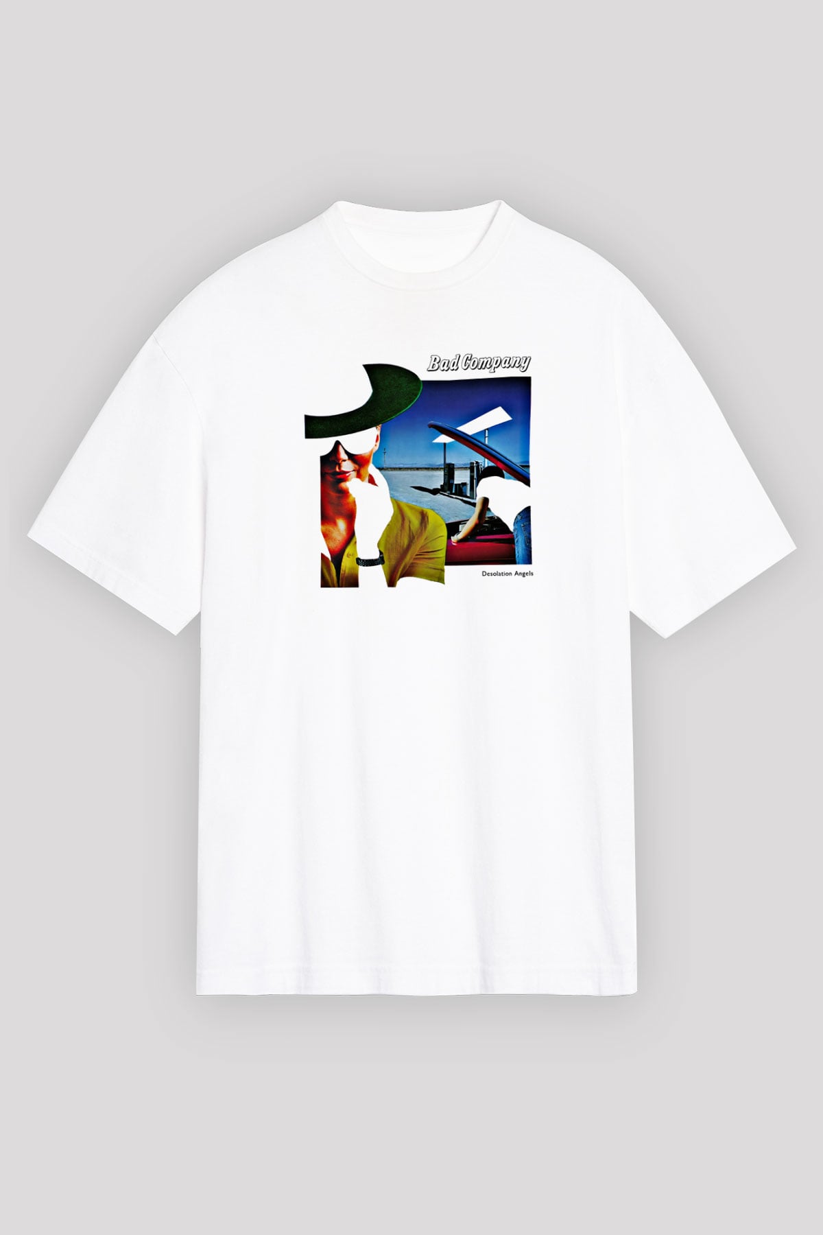 Bad Company Baskılı Unisex Beyaz Oversize Tişört