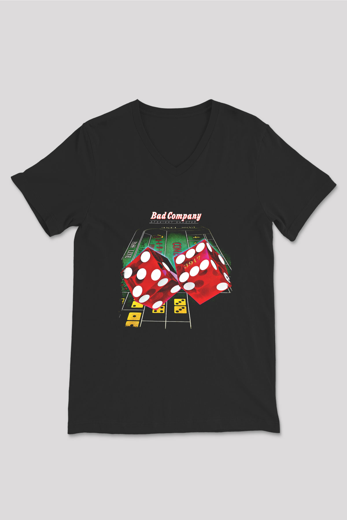 Bad Company Baskılı Unisex Siyah V Yaka Tişört
