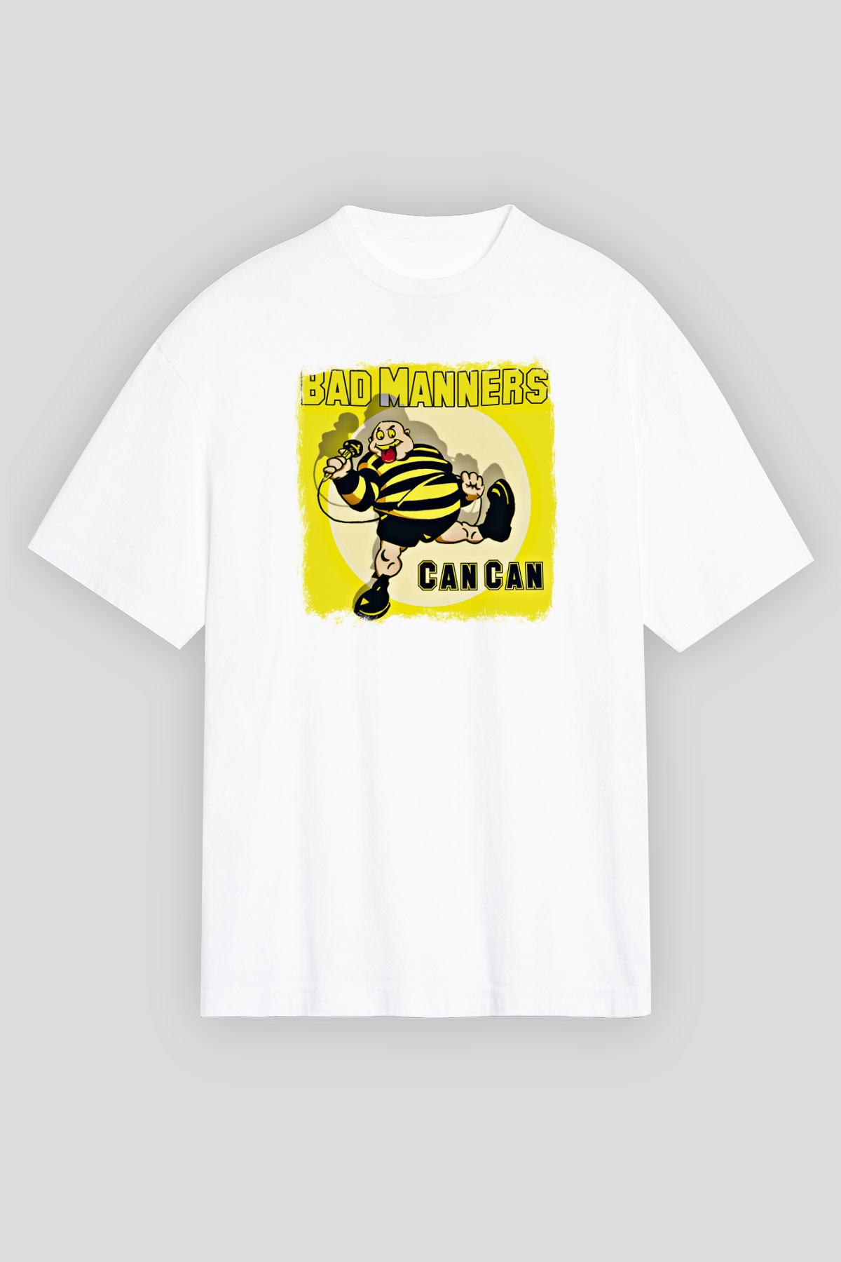 Bad Manners Baskılı Unisex Beyaz Oversize Tişört