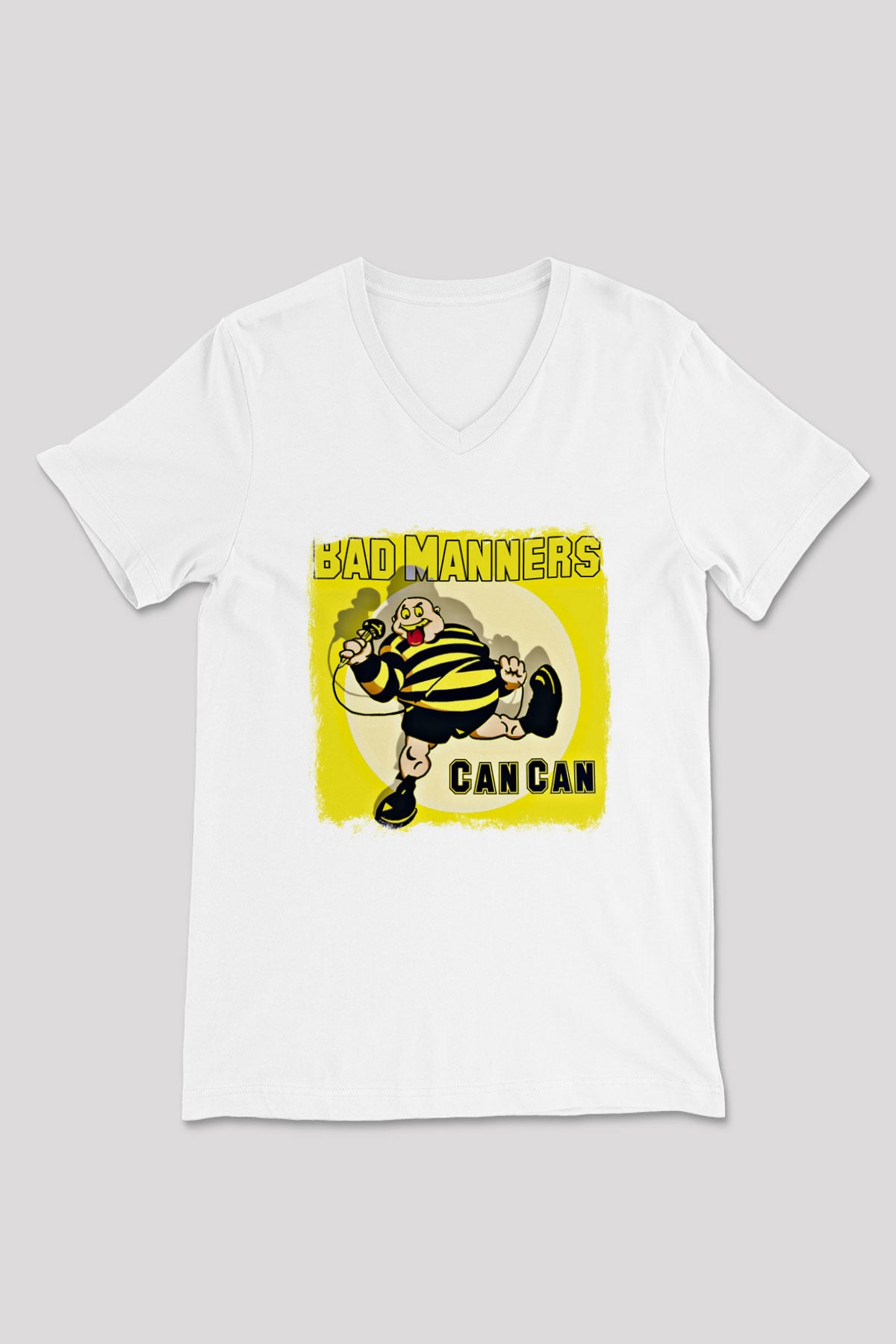 Bad Manners Baskılı Unisex Beyaz V Yaka Tişört