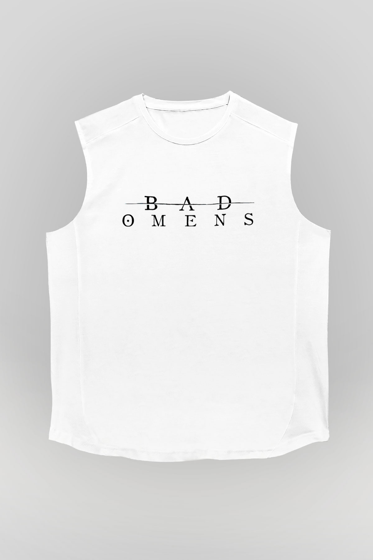 Bad Omens Baskılı Beyaz Unisex Kolsuz Tişört - Tshirt