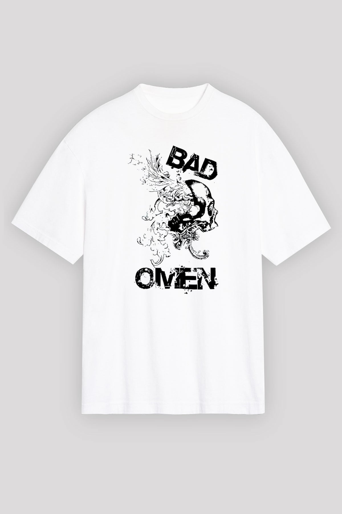 Bad Omens Baskılı Beyaz Unisex Oversize Tişört - Tshirt