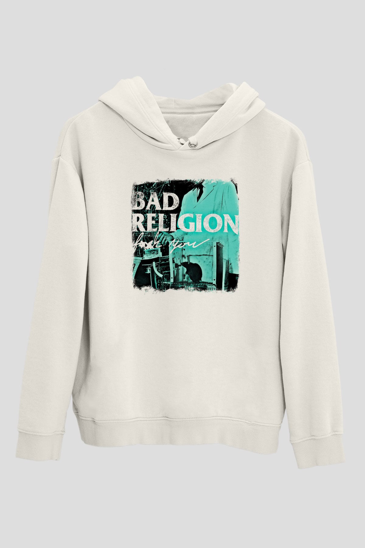 Bad Religion Baskılı Unisex Beyaz Hoodie