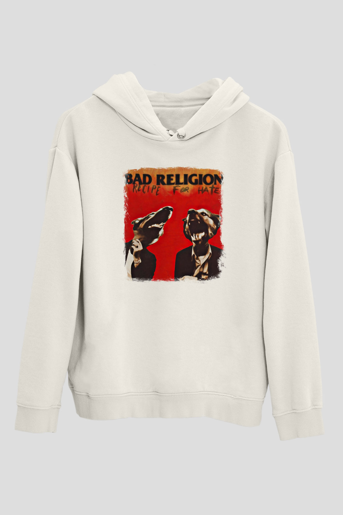Bad Religion Baskılı Unisex Beyaz Hoodie