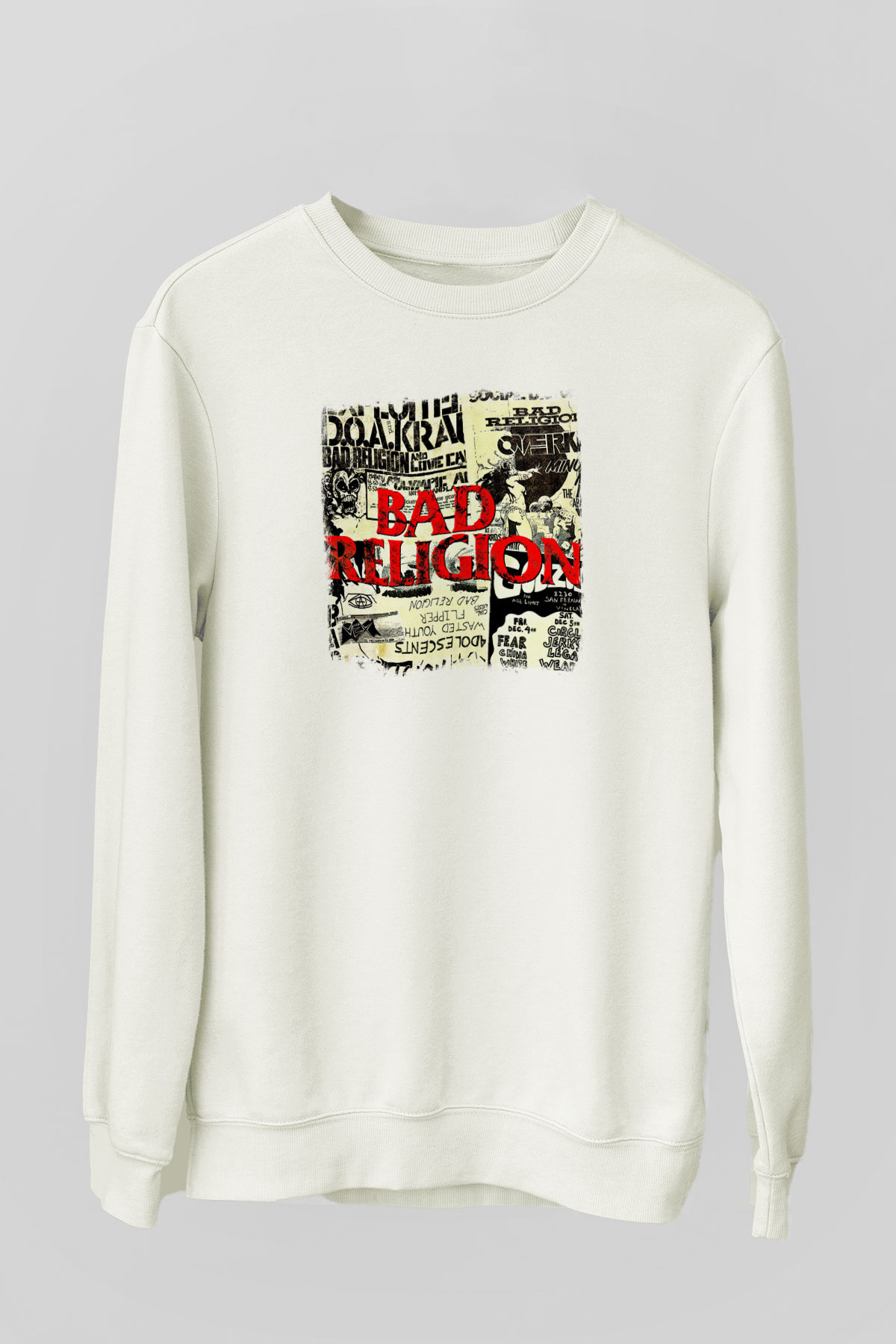 Bad Religion Baskılı Unisex Beyaz Sweatshirt