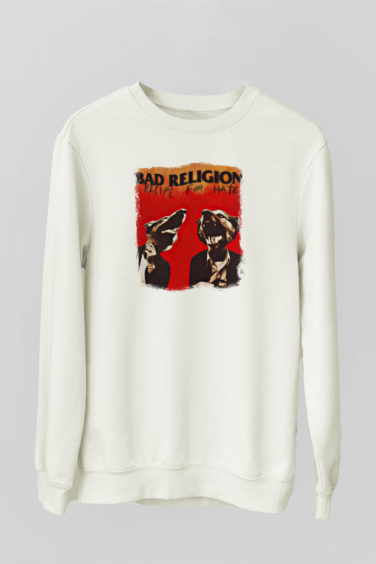 Bad Religion Baskılı Unisex Beyaz Sweatshirt