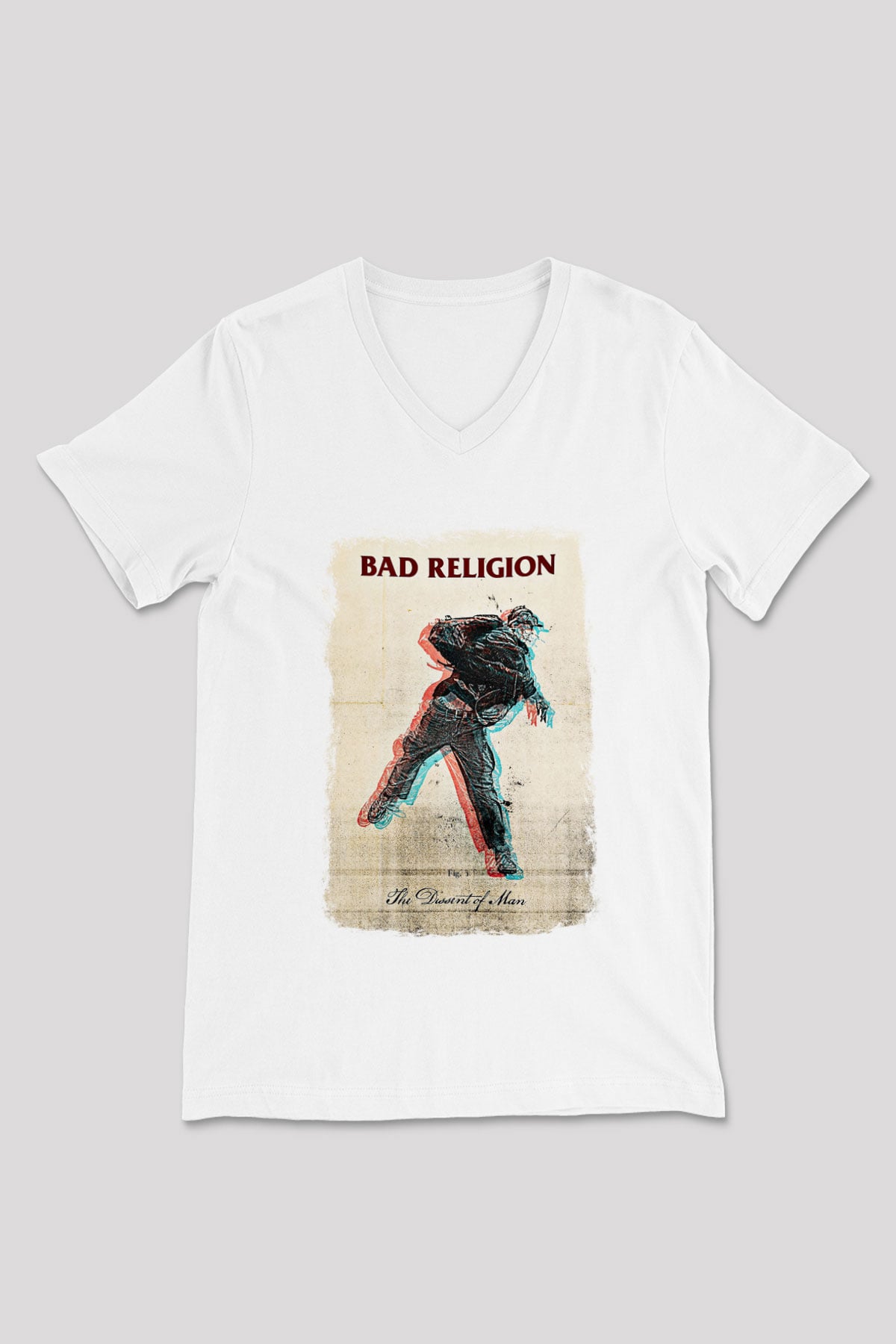 Bad Religion Baskılı Unisex Beyaz V Yaka Tişört