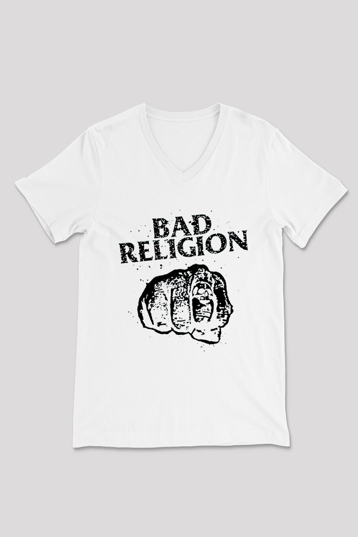Bad Religion Beyaz Unisex V Yaka Tişört