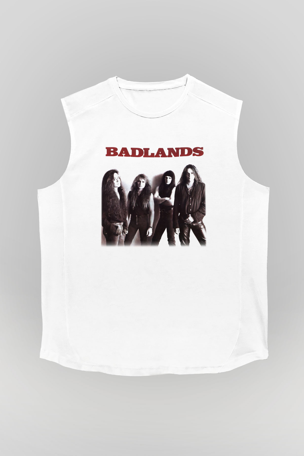Badlands Beyaz Unisex Kolsuz Tişört