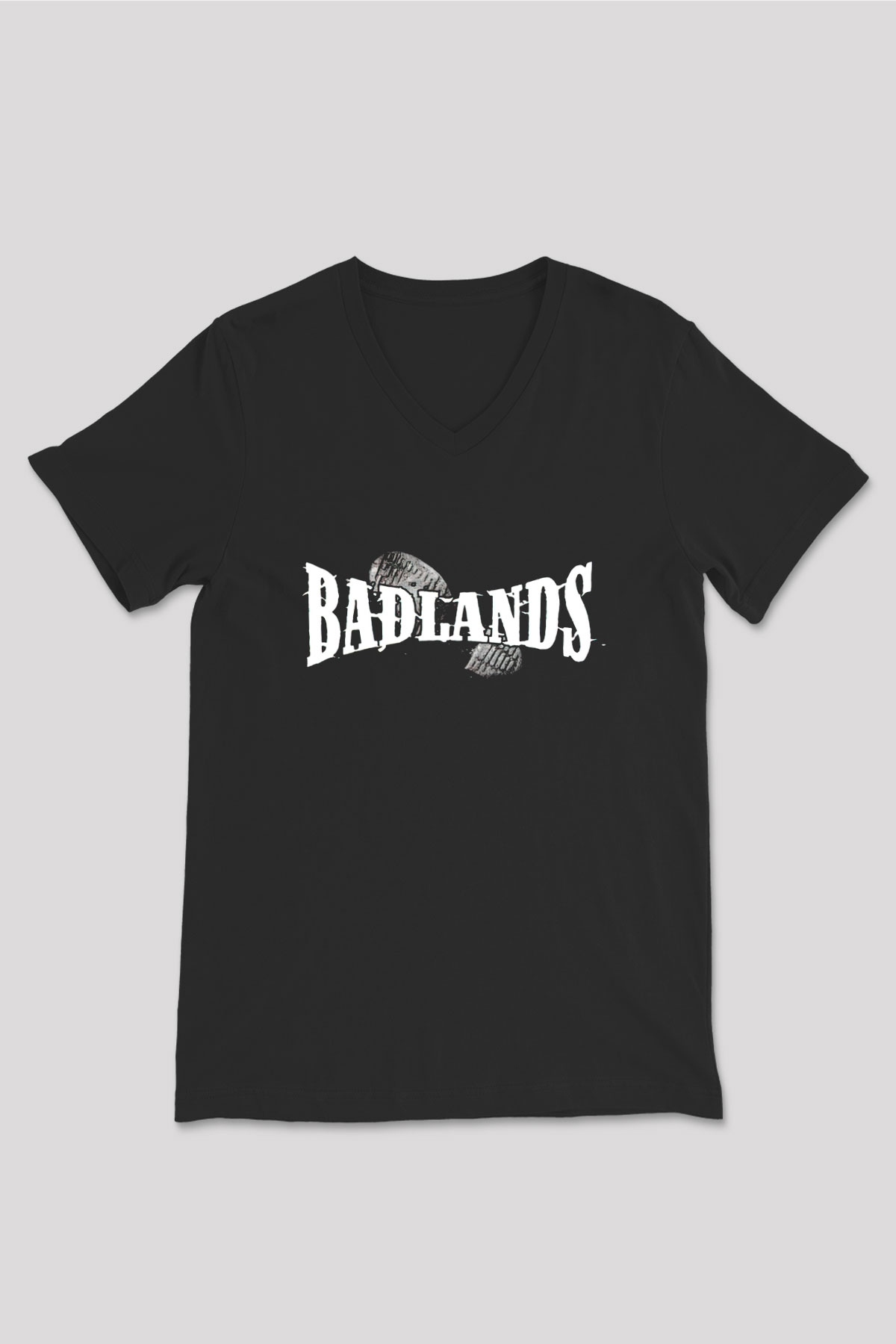 Badlands Siyah Unisex V Yaka Tişört