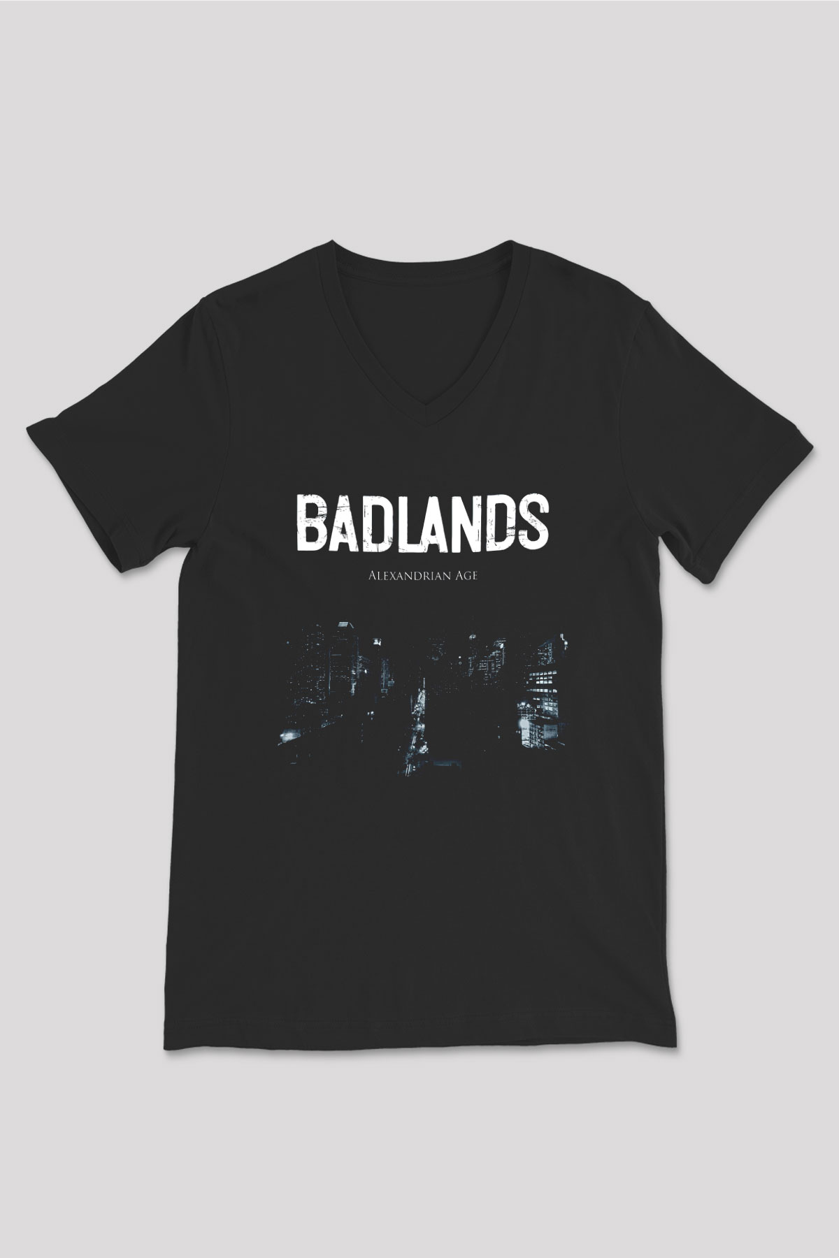 Badlands Siyah Unisex V Yaka Tişört