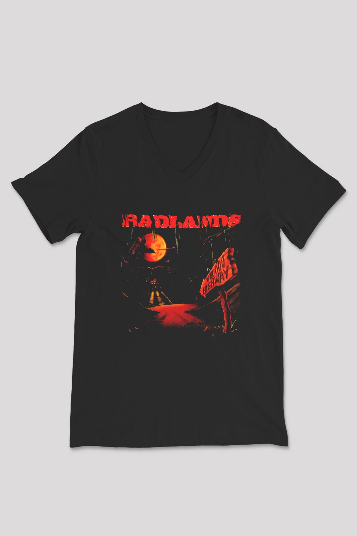 Badlands Siyah Unisex V Yaka Tişört