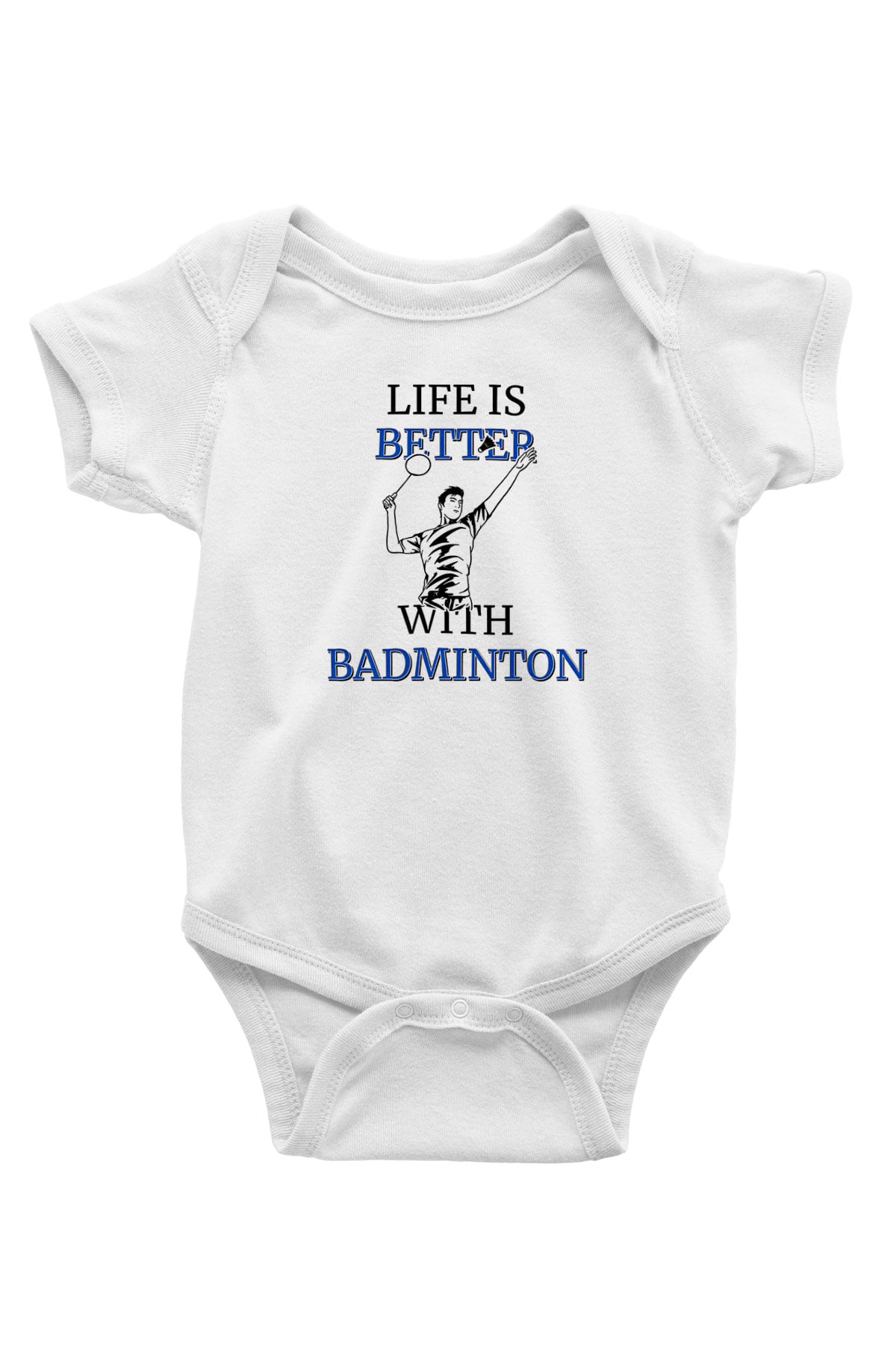 Badminton Baskılı Beyaz Bebek Body - Zıbın